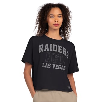 Women's Starter  Black Las Vegas Raiders Rhinestone Boxy Cropped T-Shirt