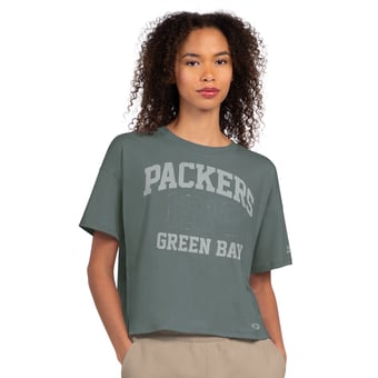 Women's Starter  Green Green Bay Packers Rhinestone Boxy Cropped T-Shirt