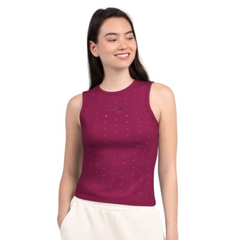 Women's Starter Maroon New England Patriots Rhinestone Sprinkle Ribbed Tank