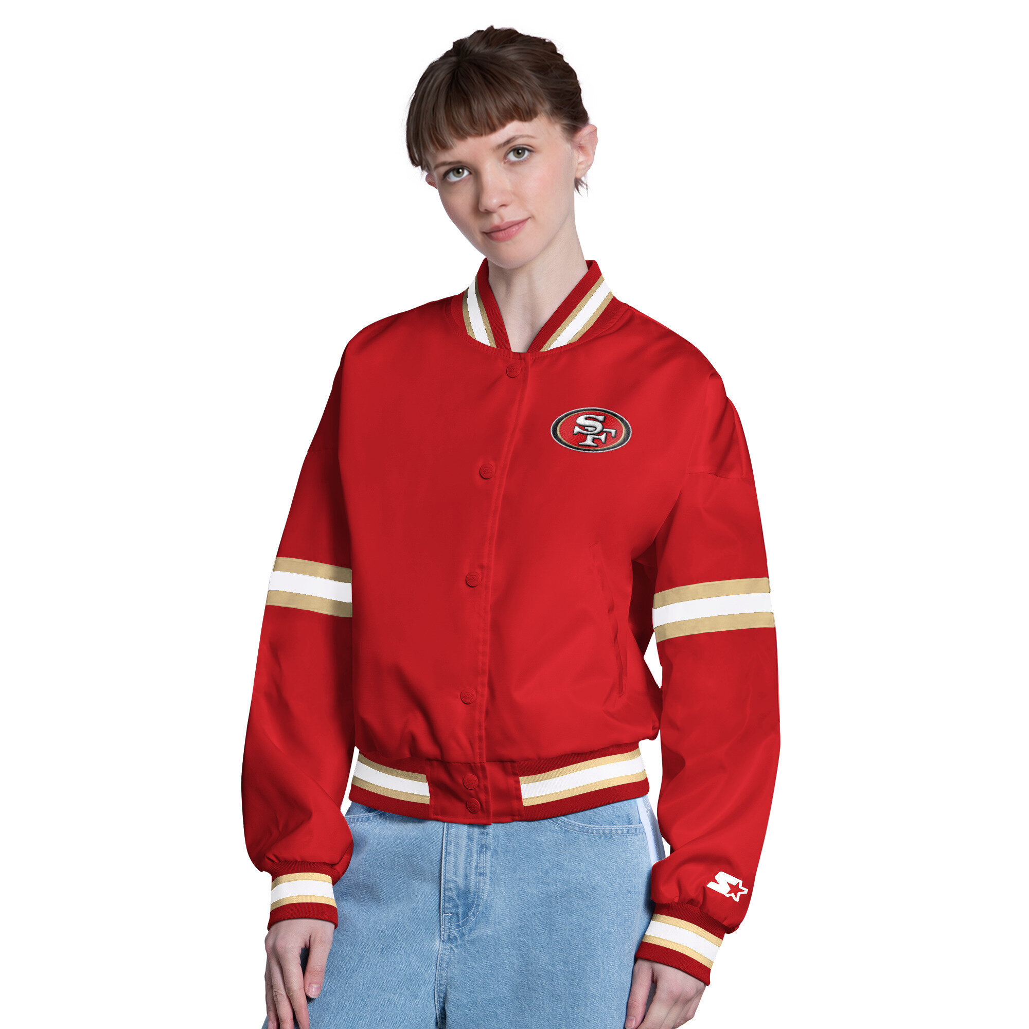 Women's Starter  Scarlet San Francisco 49ers Satin Varsity Full-Snap Jacket