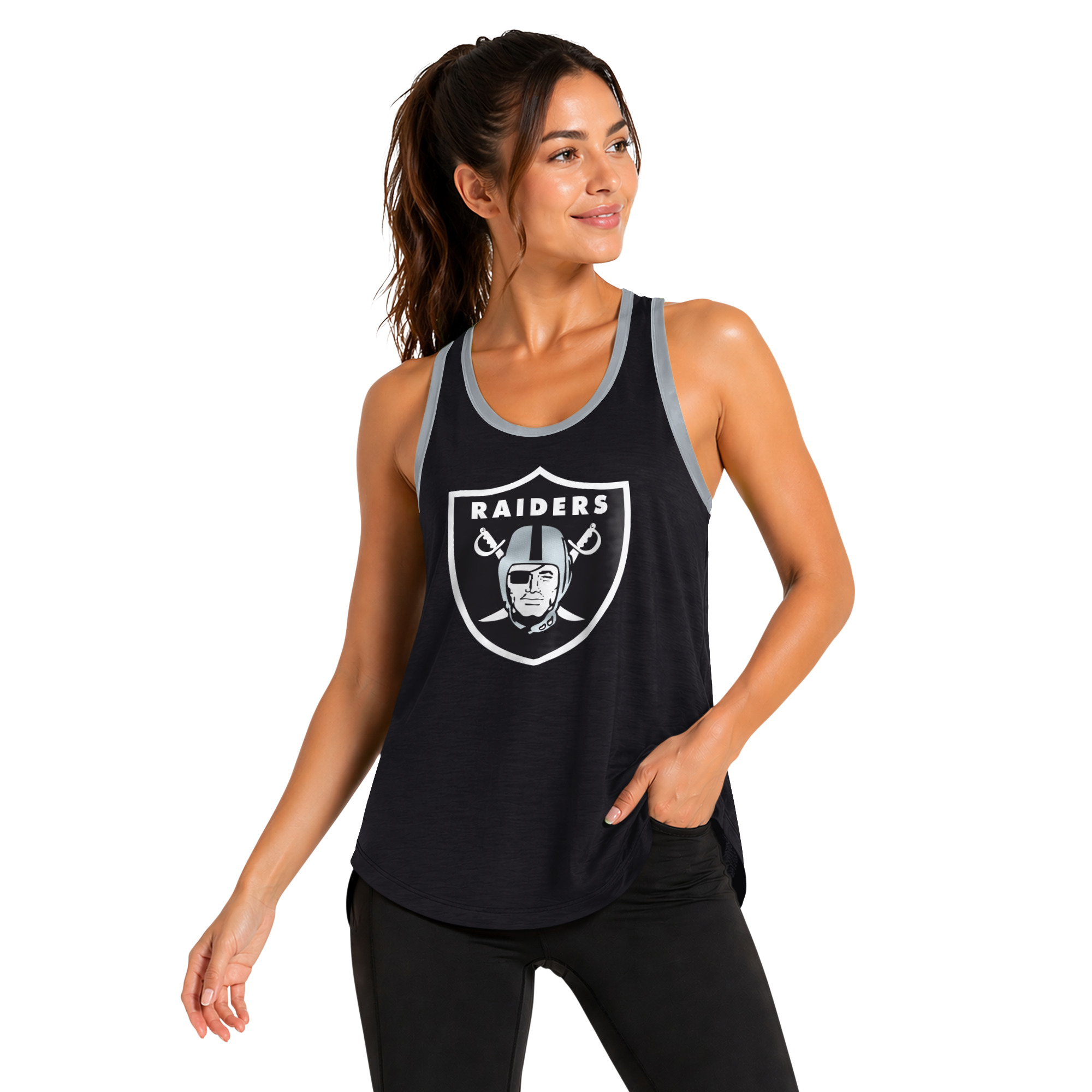 Women's G-III 4Her by Carl Banks Black Las Vegas Raiders Tater II Racerback Tank Top