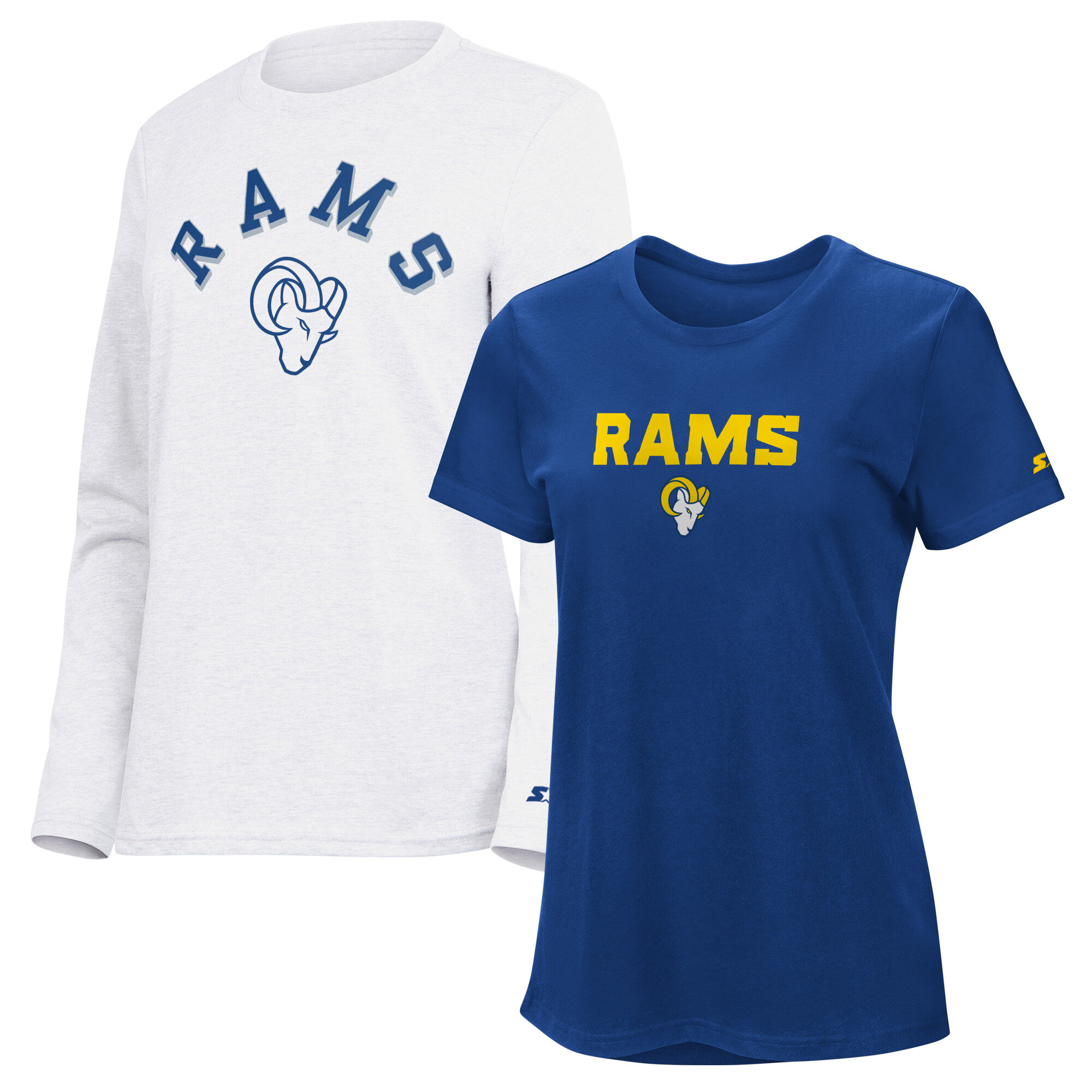 Women's Starter  Royal/Ash Los Angeles Rams Short Sleeve & Long Sleeve T-Shirt Combo Pack