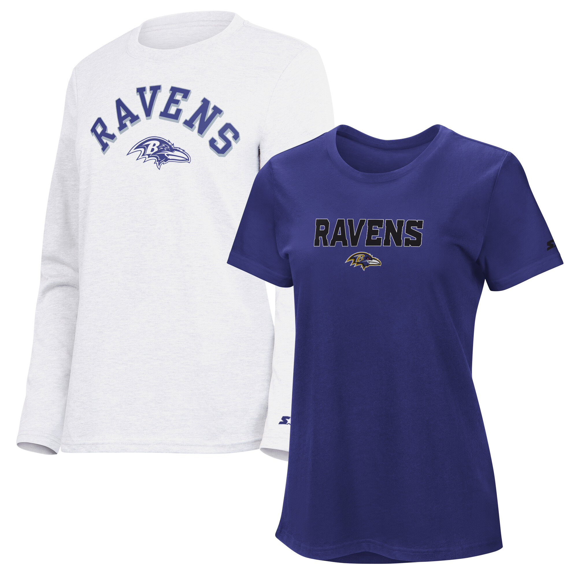 Women’s Starter Purple/Ash Baltimore Ravens Short Sleeve & Long Sleeve T-Shirt Combo Pack
