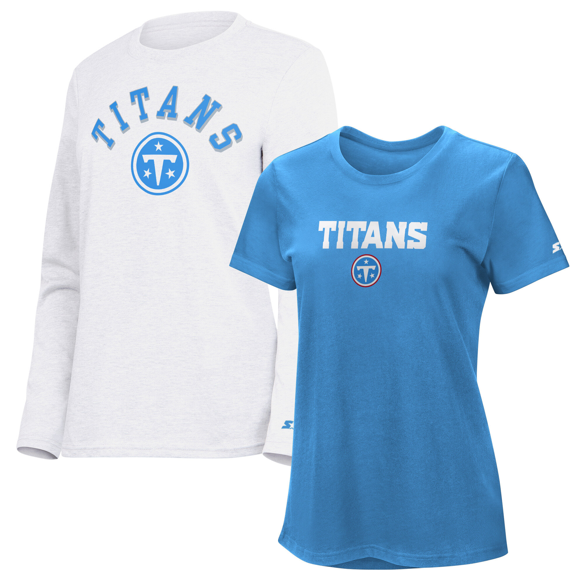 Women's Starter  Light Blue/Ash Tennessee Titans Short Sleeve & Long Sleeve T-Shirt Combo Pack