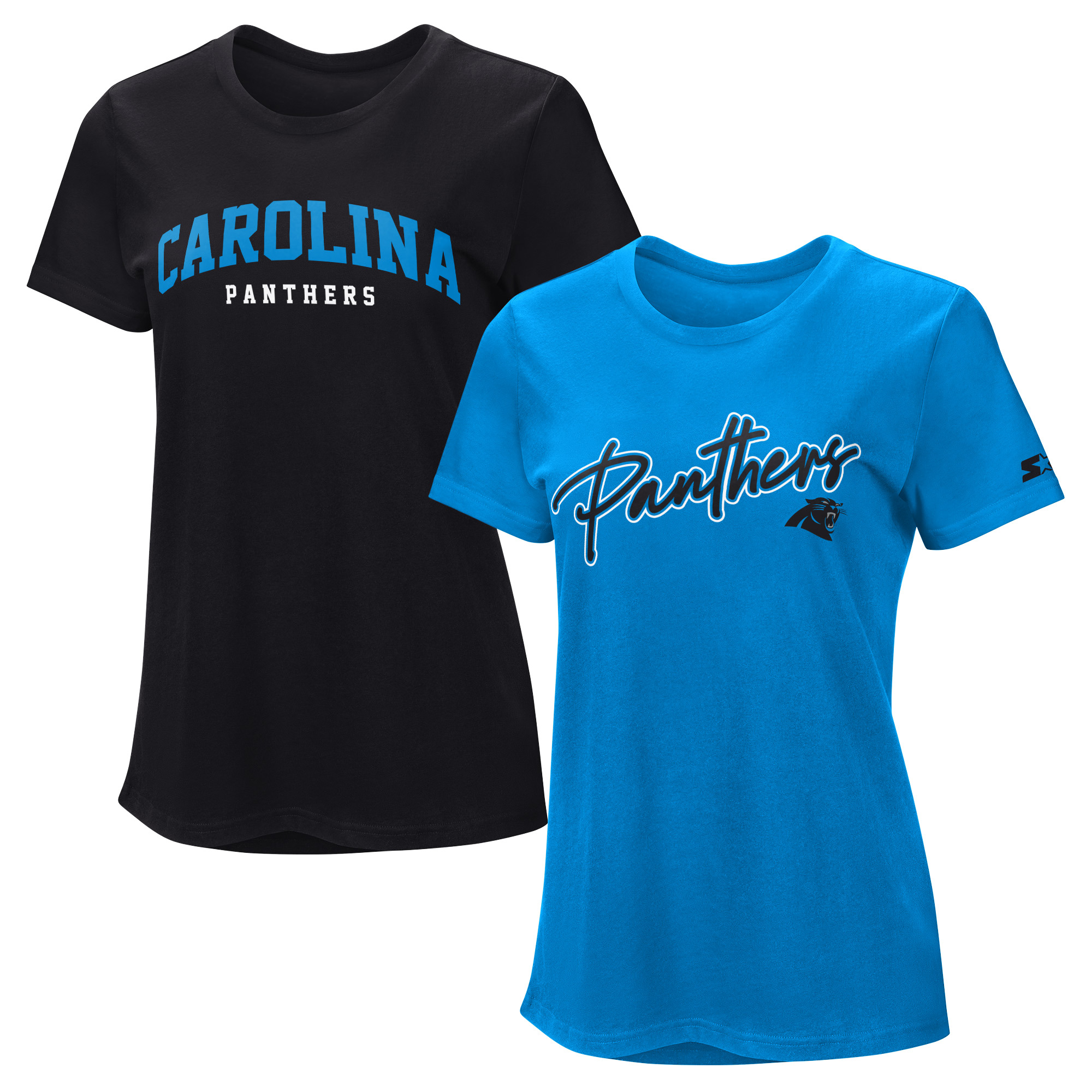 Women's Starter  Black/Blue Carolina Panthers T-Shirt Combo Pack