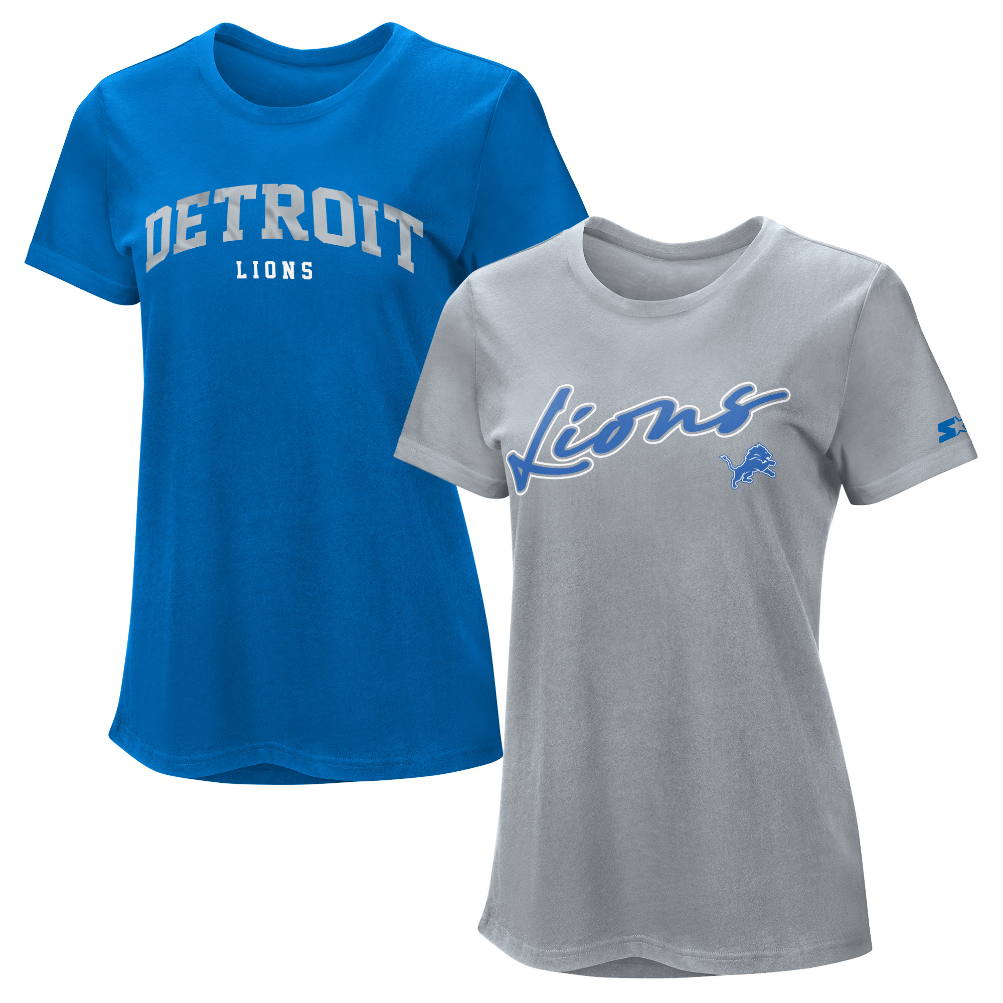 Women's Starter  Blue/Silver Detroit Lions T-Shirt Combo Pack