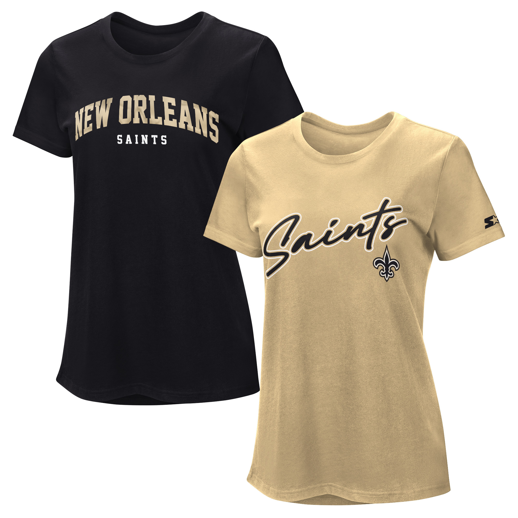 Women's Starter  Black/Vegas Gold New Orleans Saints T-Shirt Combo Pack