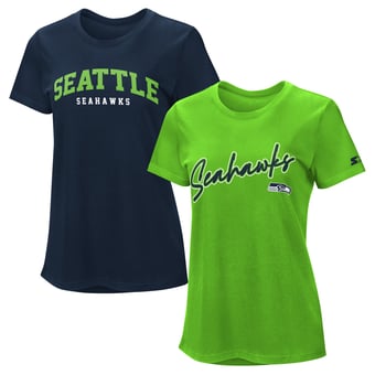 Women's Starter  Navy/Neon Green Seattle Seahawks T-Shirt Combo Pack