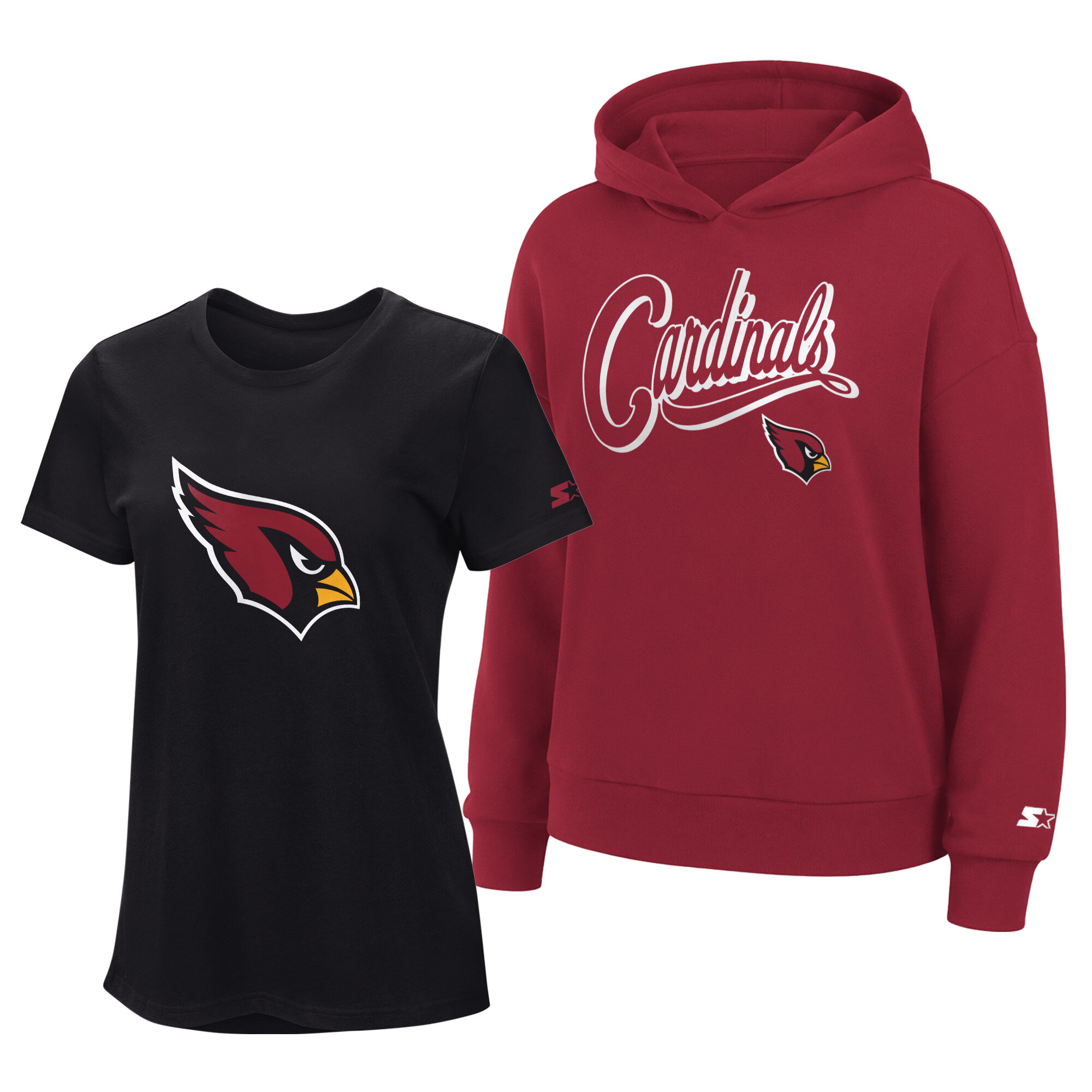Women's Starter  Black/Cardinal Arizona Cardinals Hoodie & T-Shirt Combo Pack