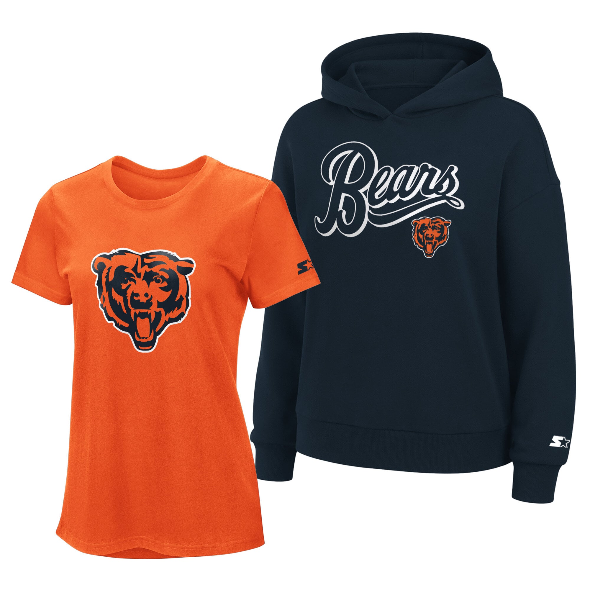 Women's Starter  Orange/Navy Chicago Bears Hoodie & T-Shirt Combo Pack