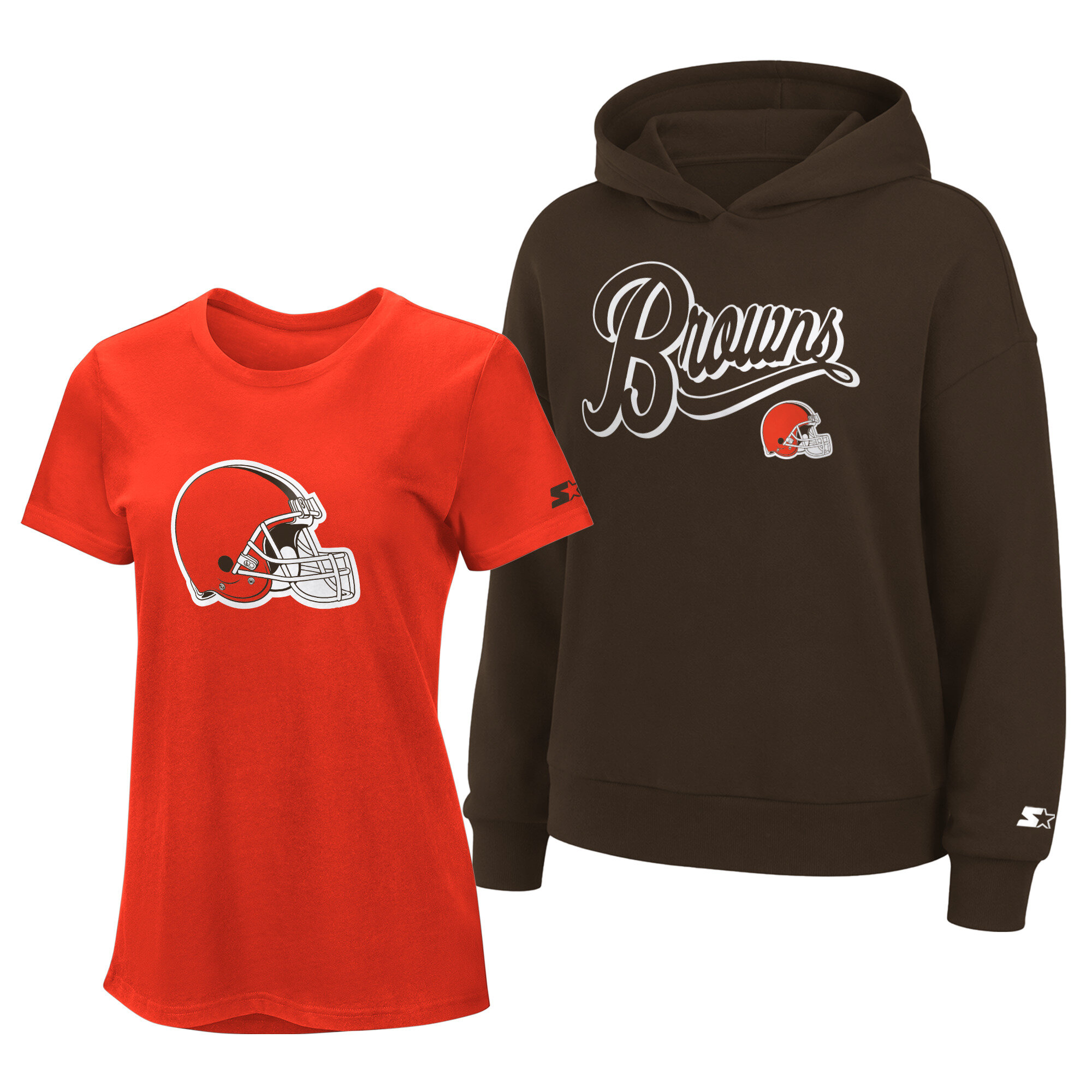 Starter Women's Orange/Brown Cleveland Browns Hoodie and T-Shirt Combo Pack - Orange, Brown