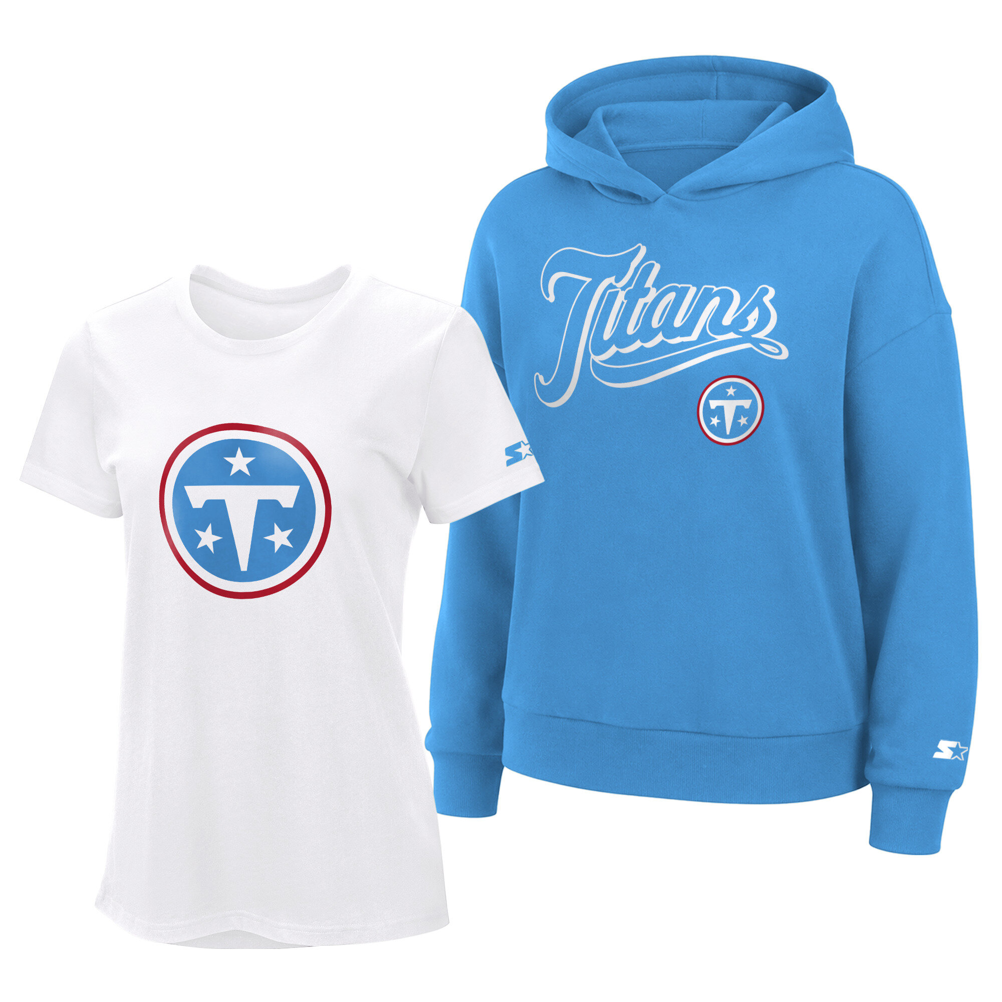 Women's Starter  Navy/Light Blue Tennessee Titans Hoodie & T-Shirt Combo Pack