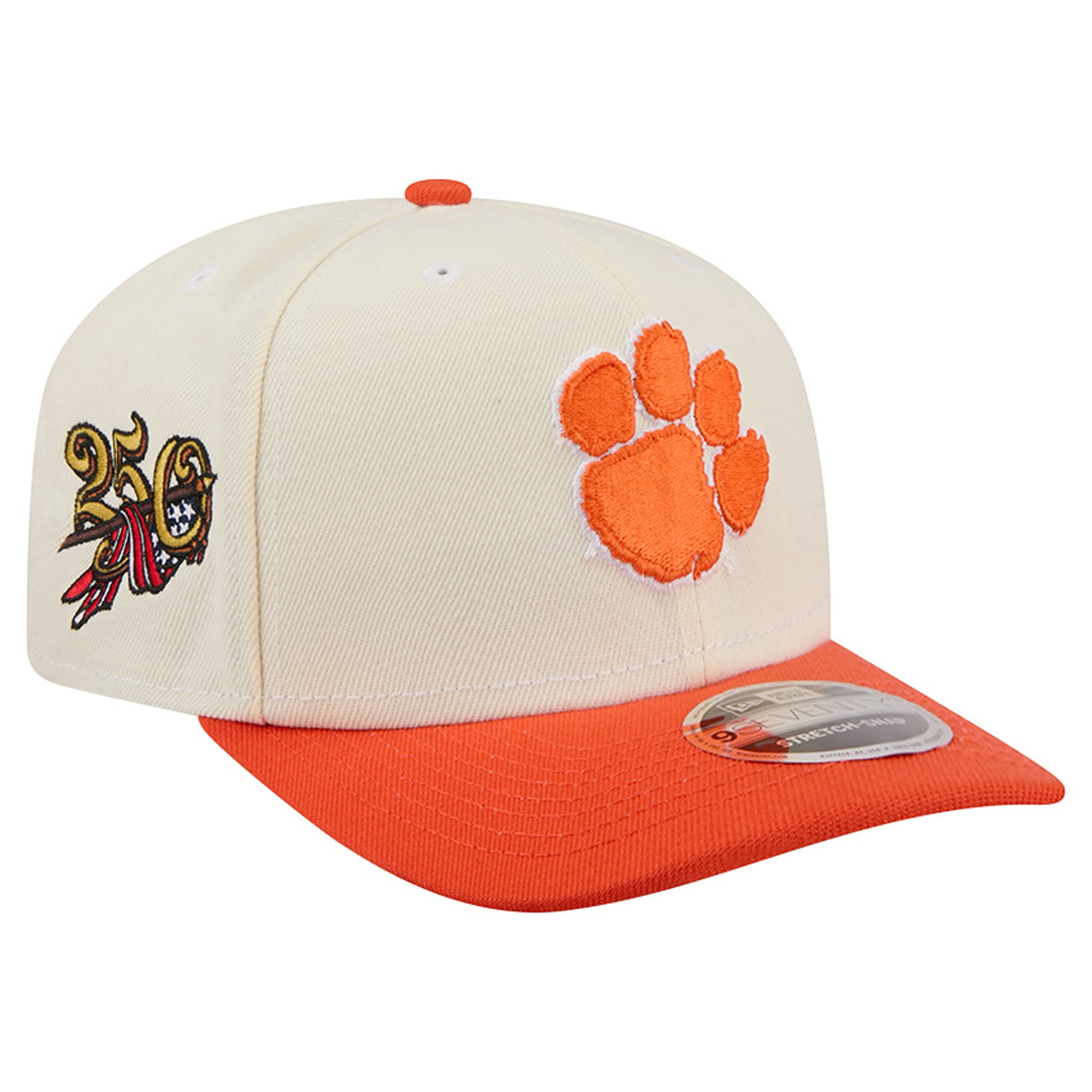 Men's New Era White/Orange Clemson Tigers America's 250th 9SEVENTY Adjustable Hat