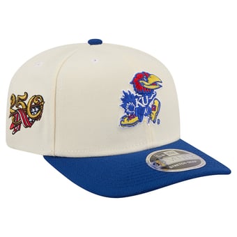 Men's New Era Cream/Royal Kansas Jayhawks America's 250th 9SEVENTY Adjustable Hat