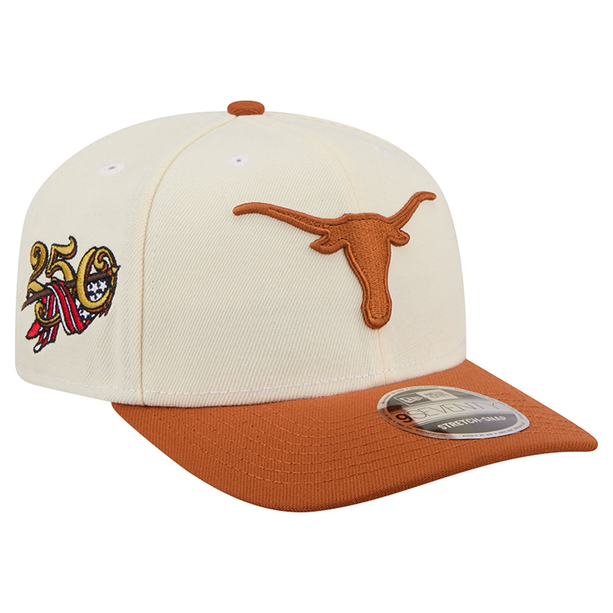 Men's New Era White/Texas Orange Texas Longhorns America's 250th 9SEVENTY Adjustable Hat