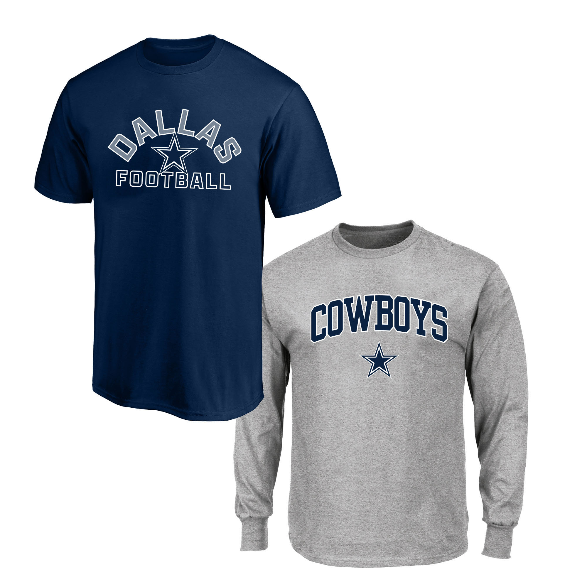 Men's Fanatics  Navy/Gray Dallas Cowboys Big & Tall T-Shirt and Long Sleeve T-Shirt Combo Pack