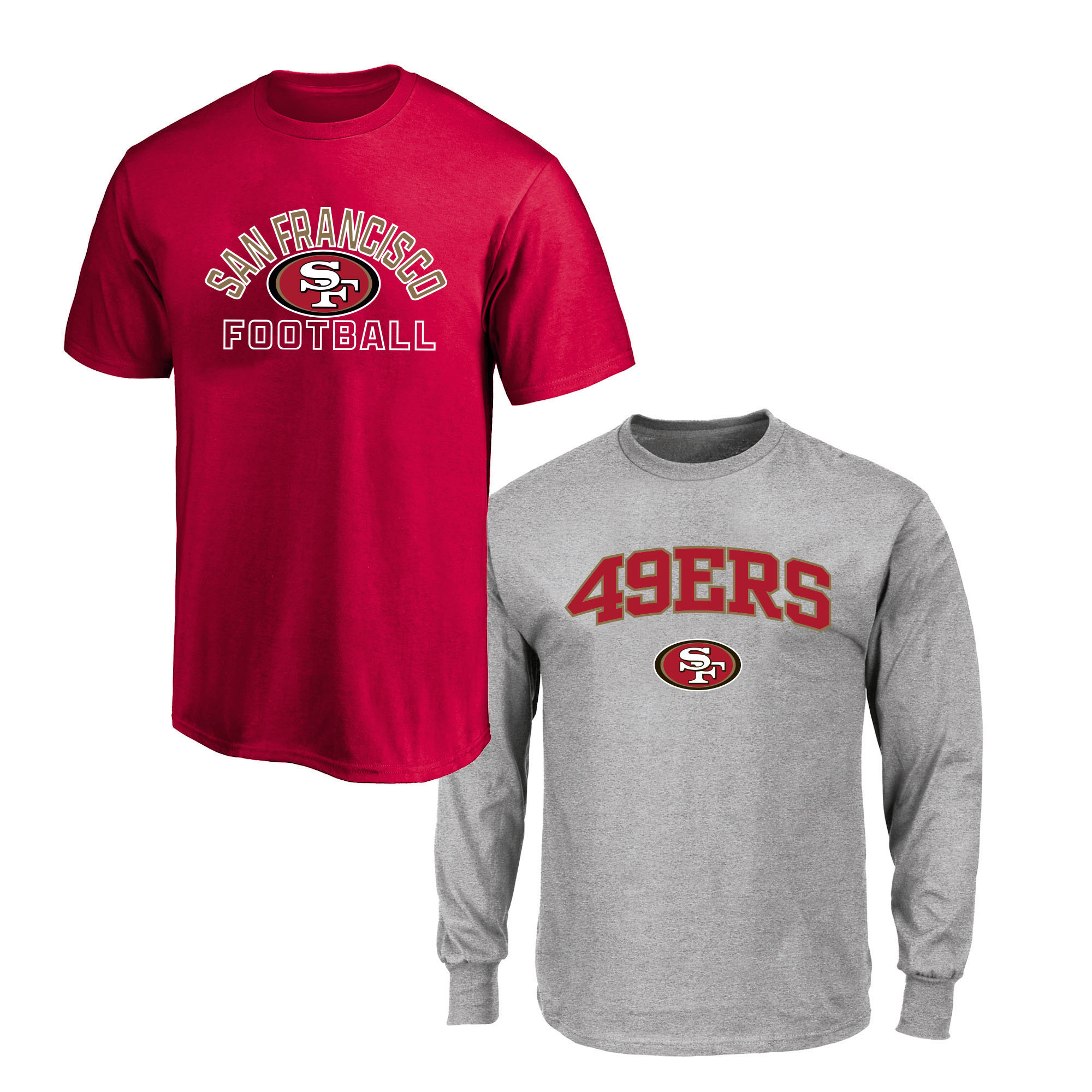 Men's Fanatics Scarlet/Gray San Francisco 49ers Big & Tall T-Shirt and Long Sleeve T-Shirt Combo Pack