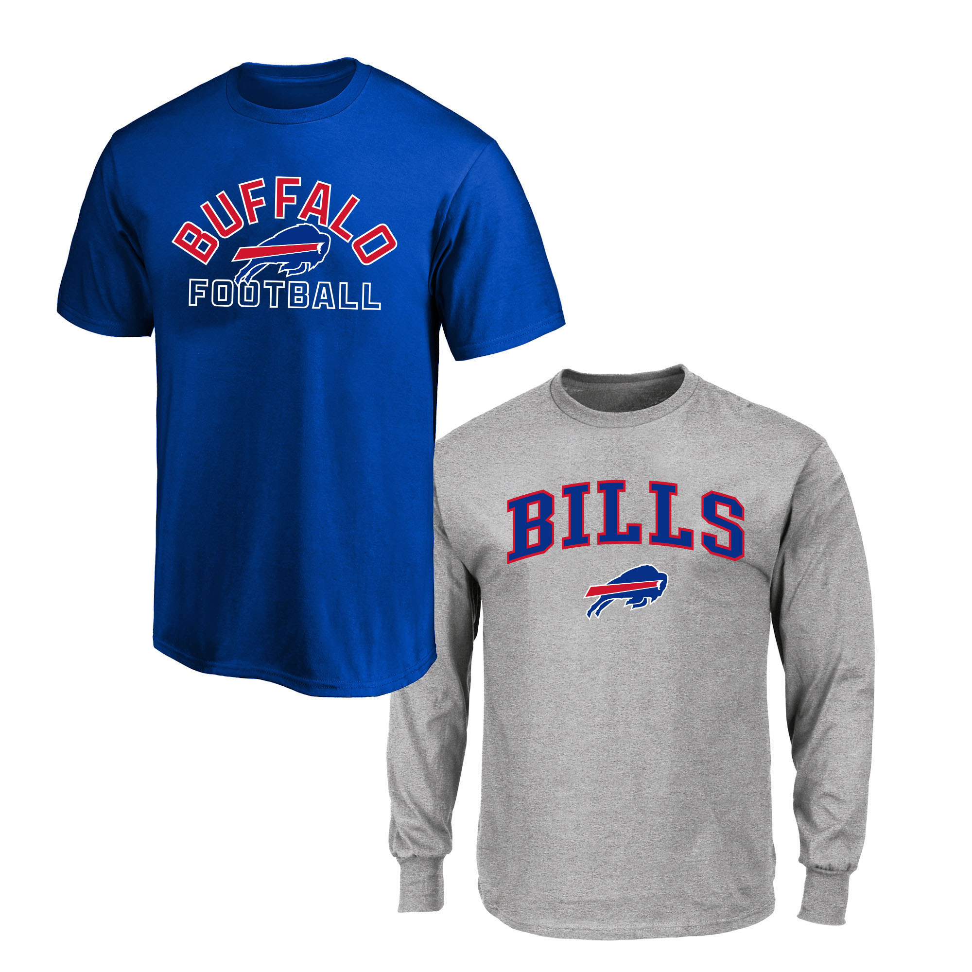Men's Fanatics Royal/Gray Buffalo Bills Big & Tall T-Shirt and Long Sleeve T-Shirt Combo Pack