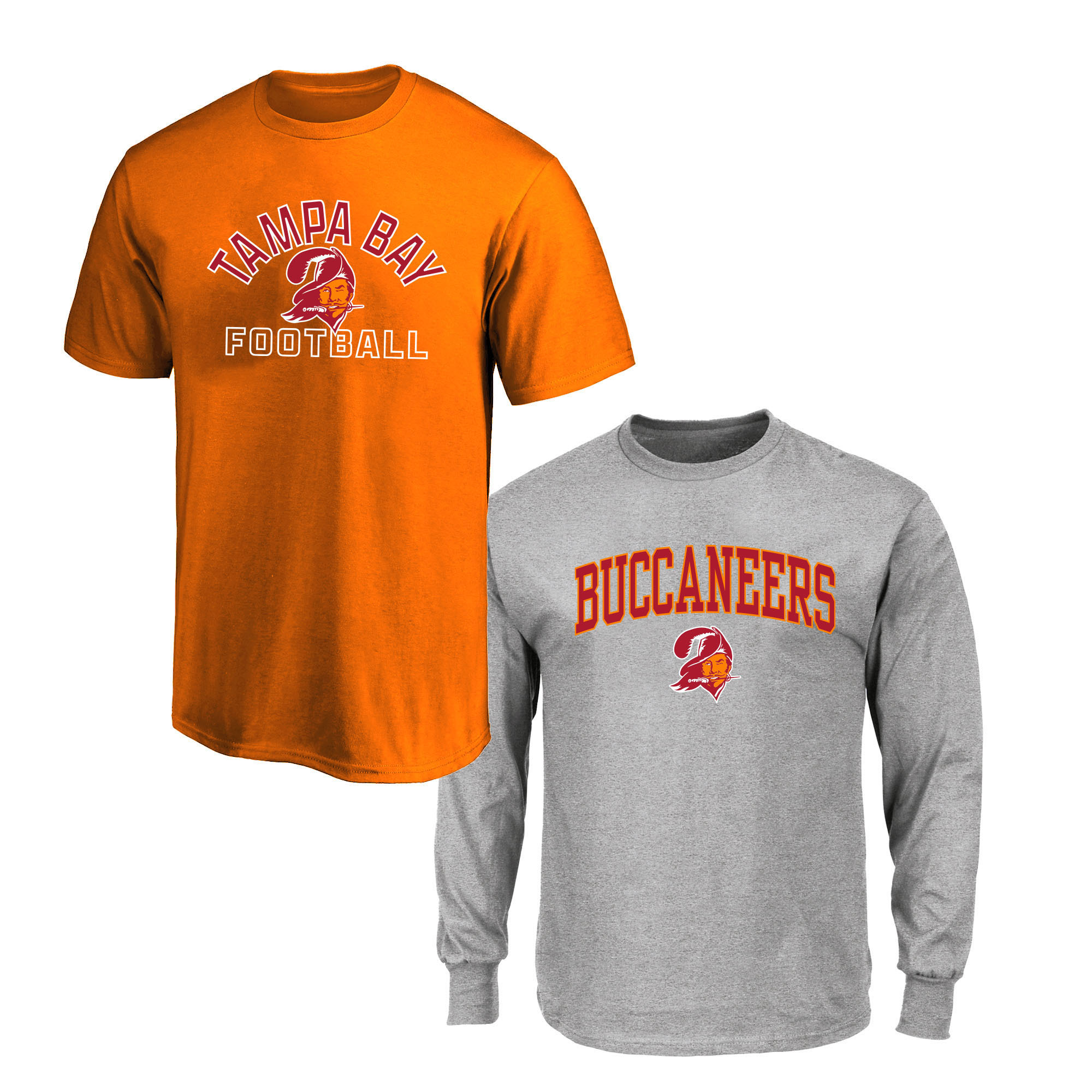 Men's Fanatics  Orange/Gray Tampa Bay Buccaneers Big & Tall T-Shirt and Long Sleeve T-Shirt Combo Pack