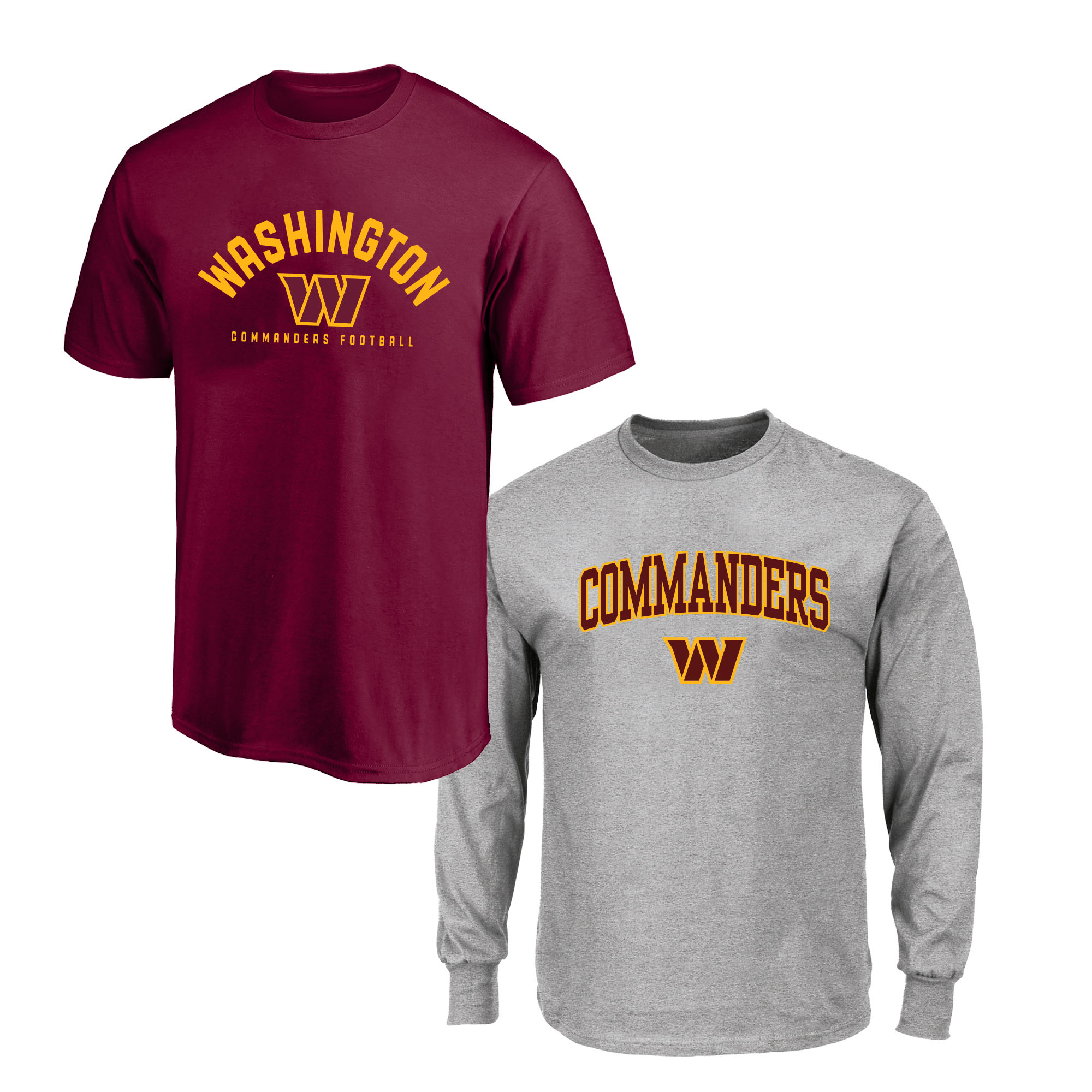 Men's Fanatics  Burgundy/Gray Washington Commanders Big & Tall T-Shirt and Long Sleeve T-Shirt Combo Pack