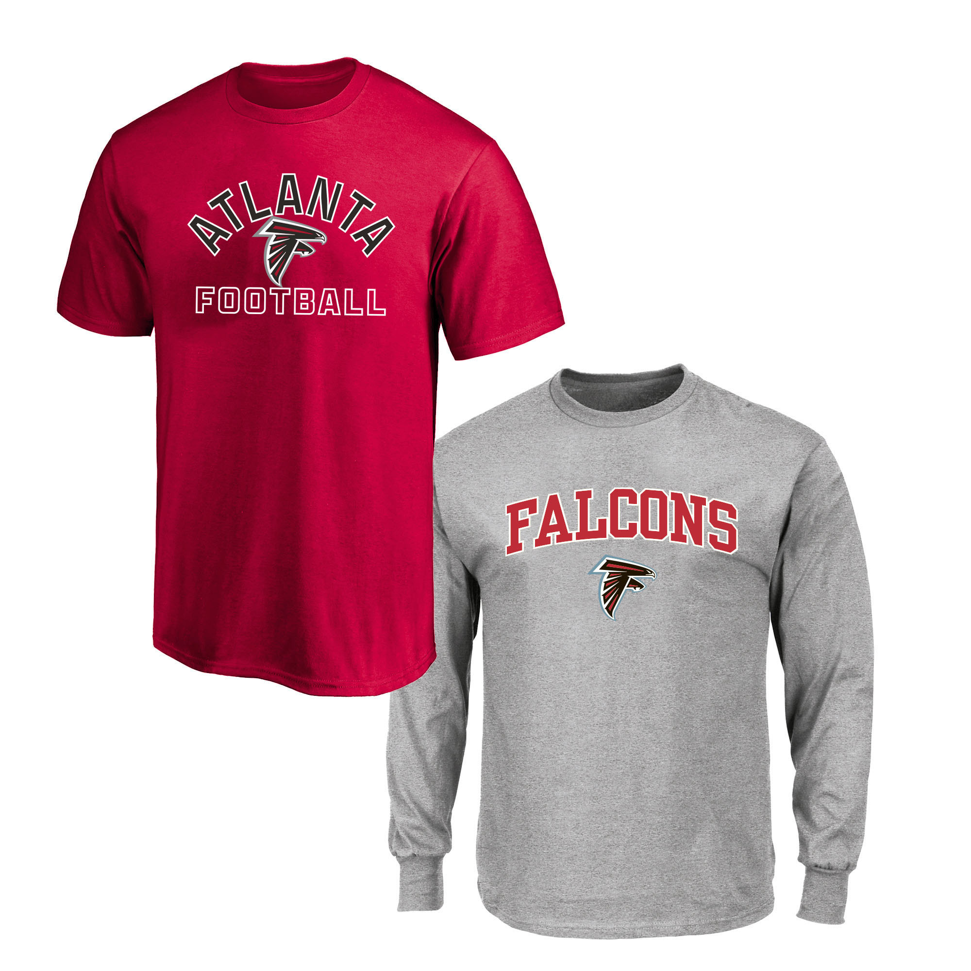 Men's Fanatics  Red/Gray Atlanta Falcons Big & Tall T-Shirt and Long Sleeve T-Shirt Combo Pack