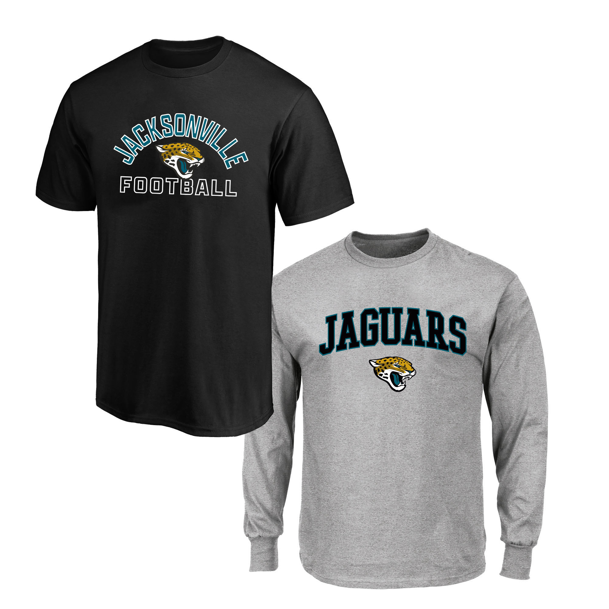 Men's Fanatics  Black/Gray Jacksonville Jaguars Big & Tall T-Shirt and Long Sleeve T-Shirt Combo Pack