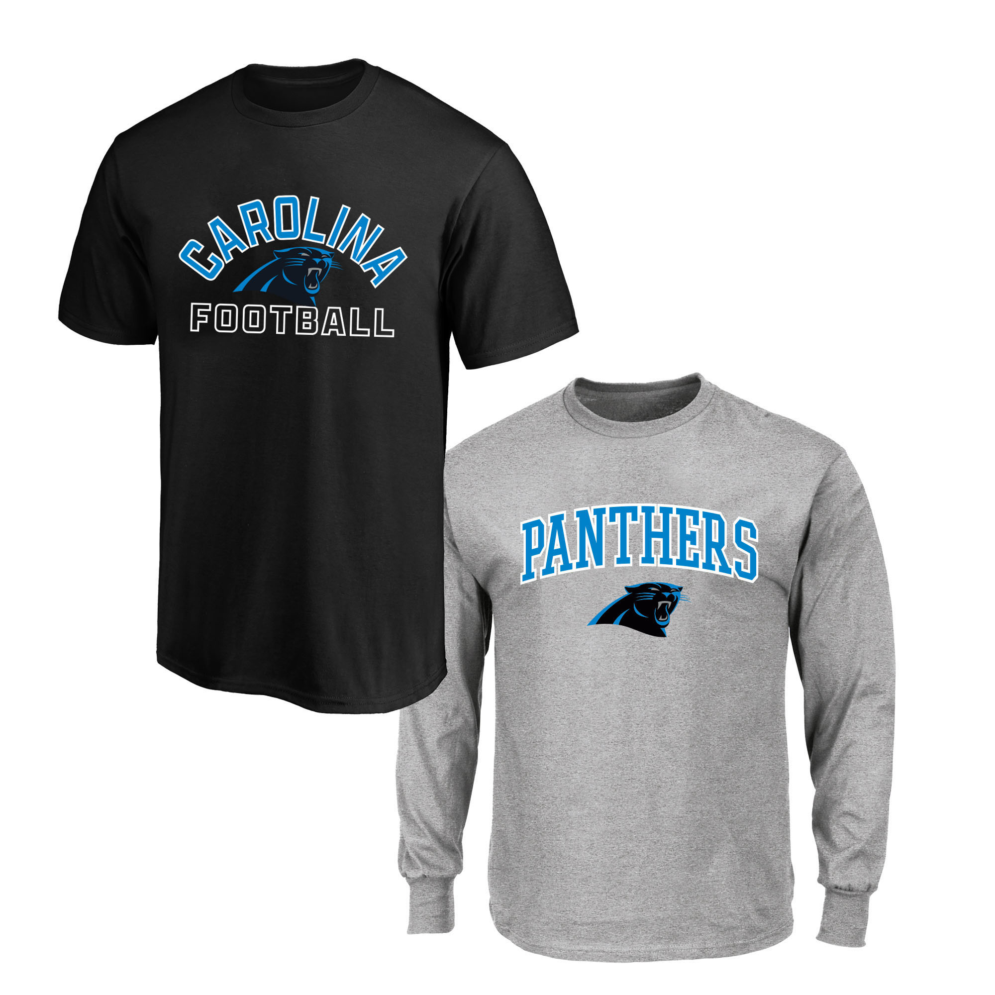 Men's Fanatics  Black/Gray Carolina Panthers Big & Tall T-Shirt and Long Sleeve T-Shirt Combo Pack