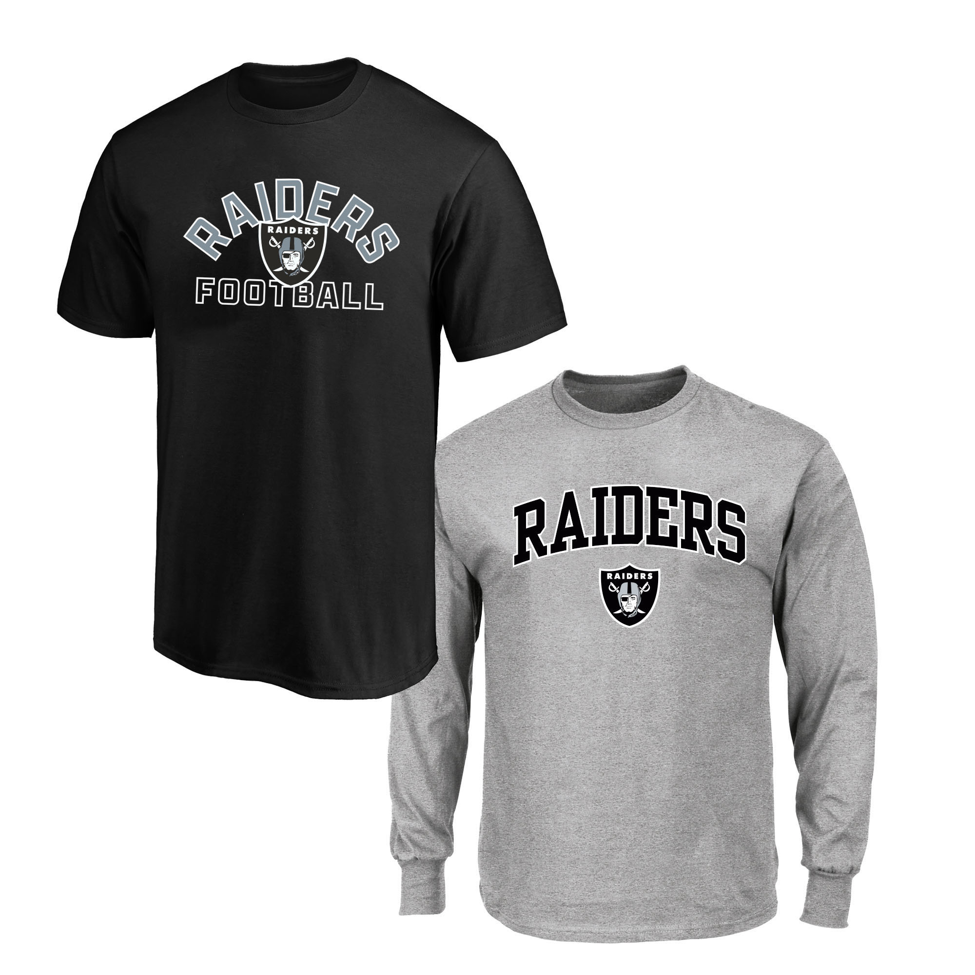 Men's Fanatics  Black/Gray Las Vegas Raiders Big & Tall T-Shirt and Long Sleeve T-Shirt Combo Pack