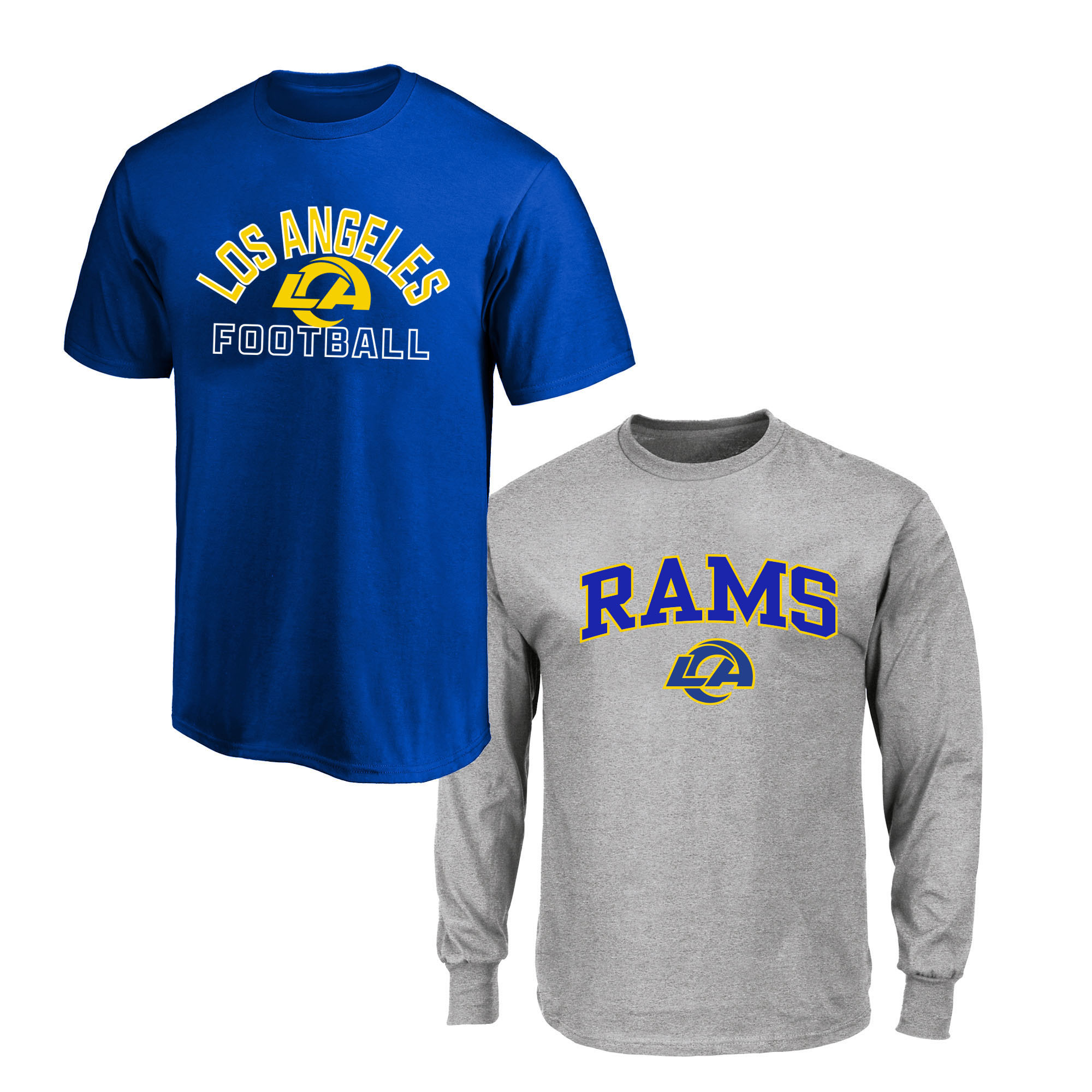 Men's Fanatics  Royal/Gray Los Angeles Rams Big & Tall T-Shirt and Long Sleeve T-Shirt Combo Pack