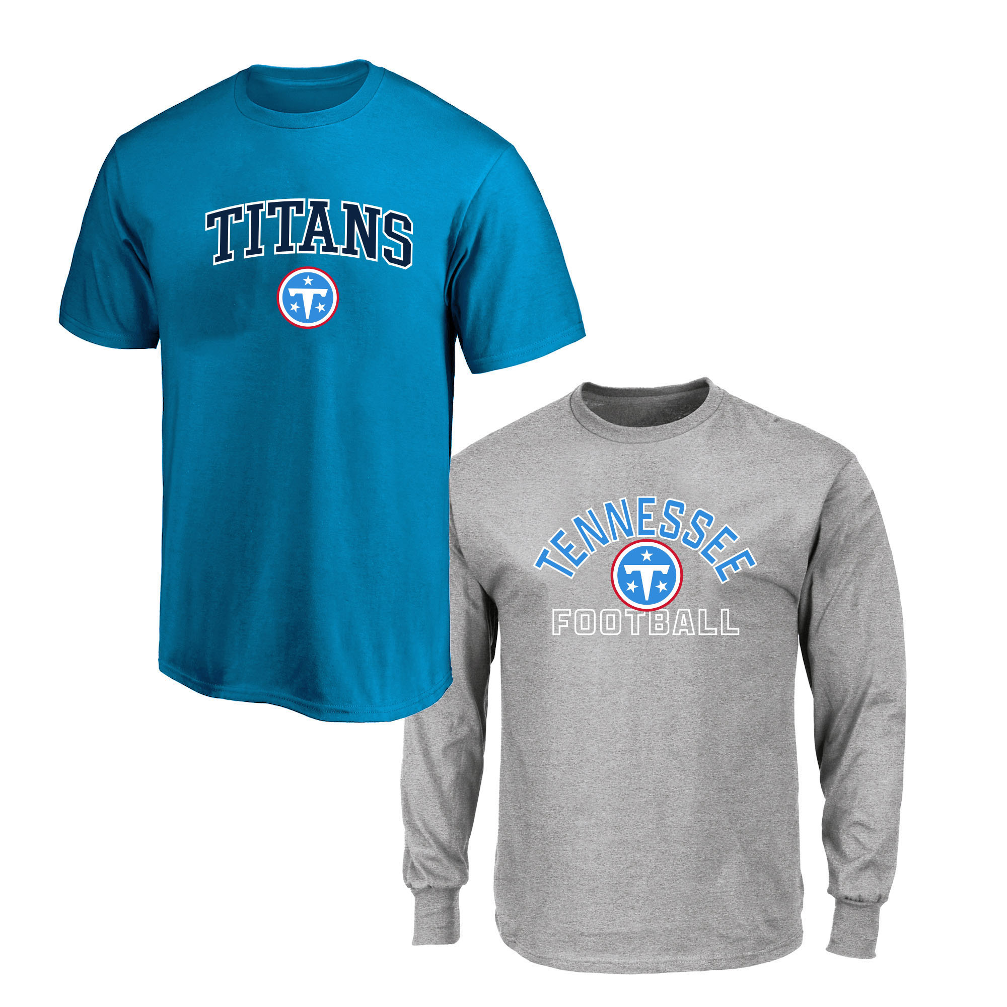 Men's Fanatics  Light Blue/Gray Tennessee Titans Big & Tall T-Shirt and Long Sleeve T-Shirt Combo Pack