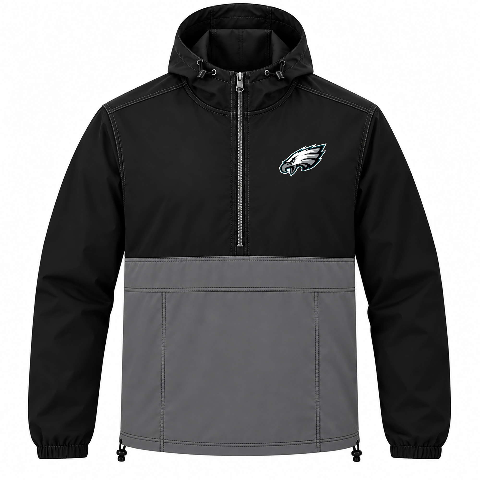 Men's Fanatics  Black Philadelphia Eagles Big & Tall Anorak Half-Zip Hooded Jacket