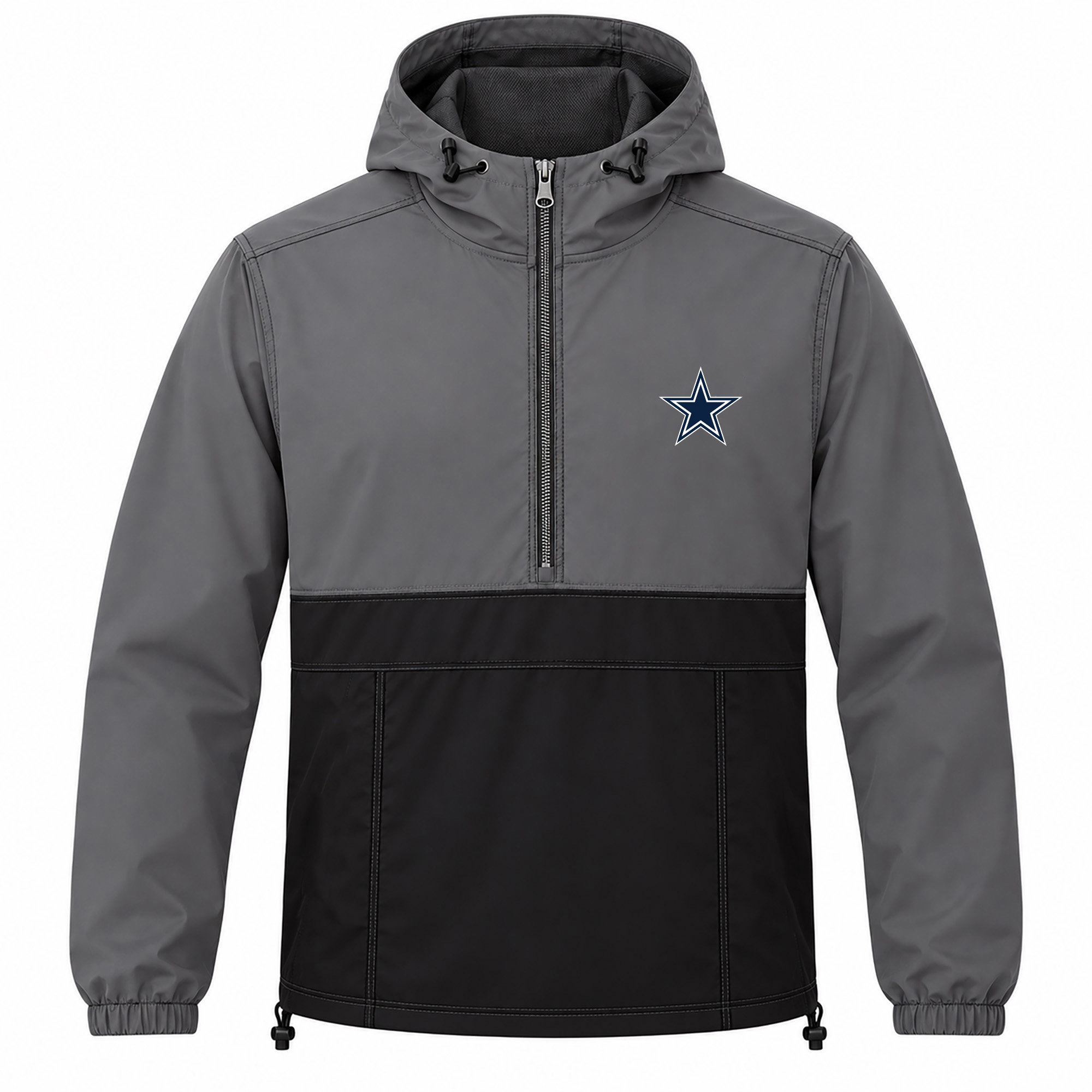 Men's Fanatics  Charcoal Dallas Cowboys Big & Tall Anorak Half-Zip Hooded Jacket