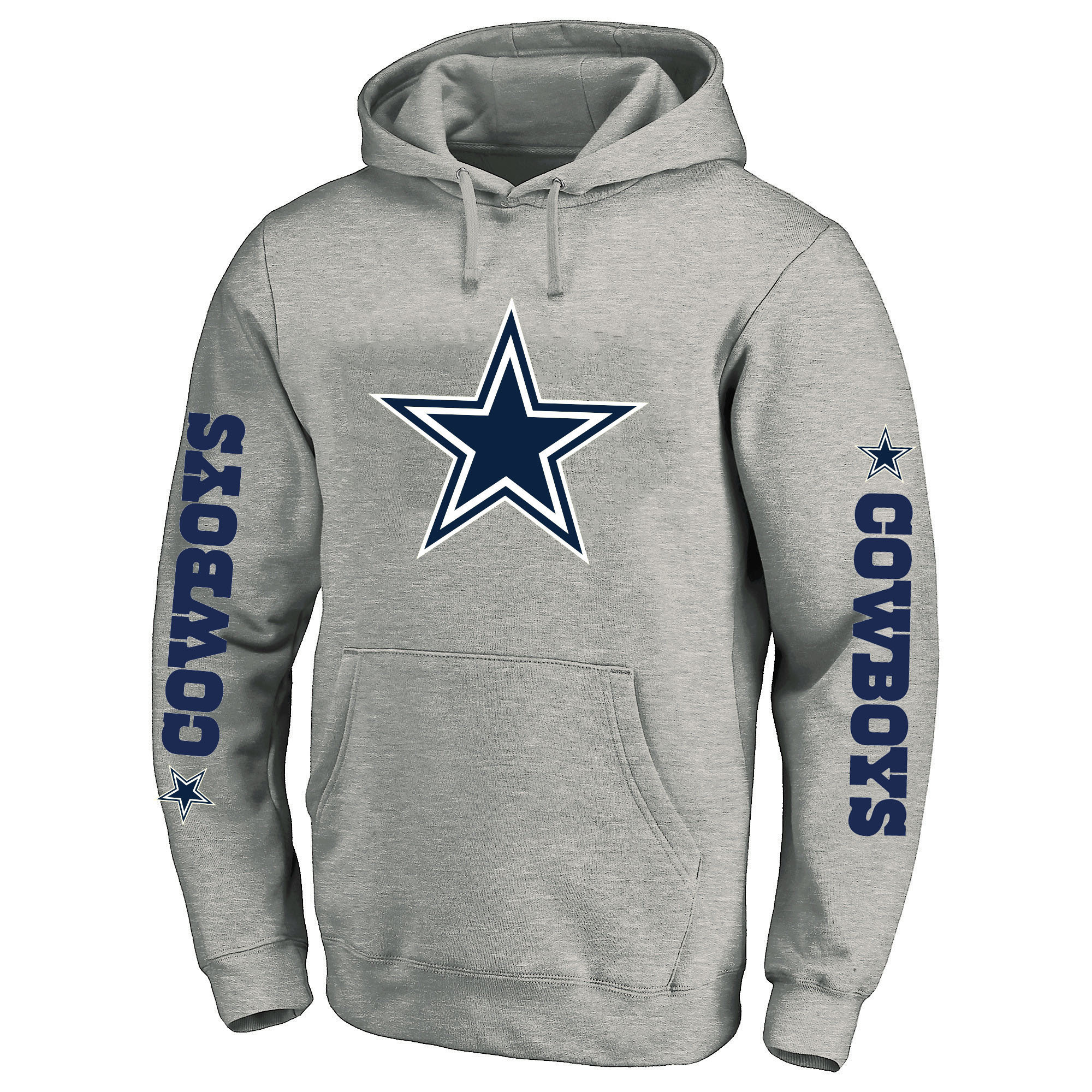 Men's Fanatics Heather Gray Dallas Cowboys Big & Tall 3-Hit Pullover Hoodie