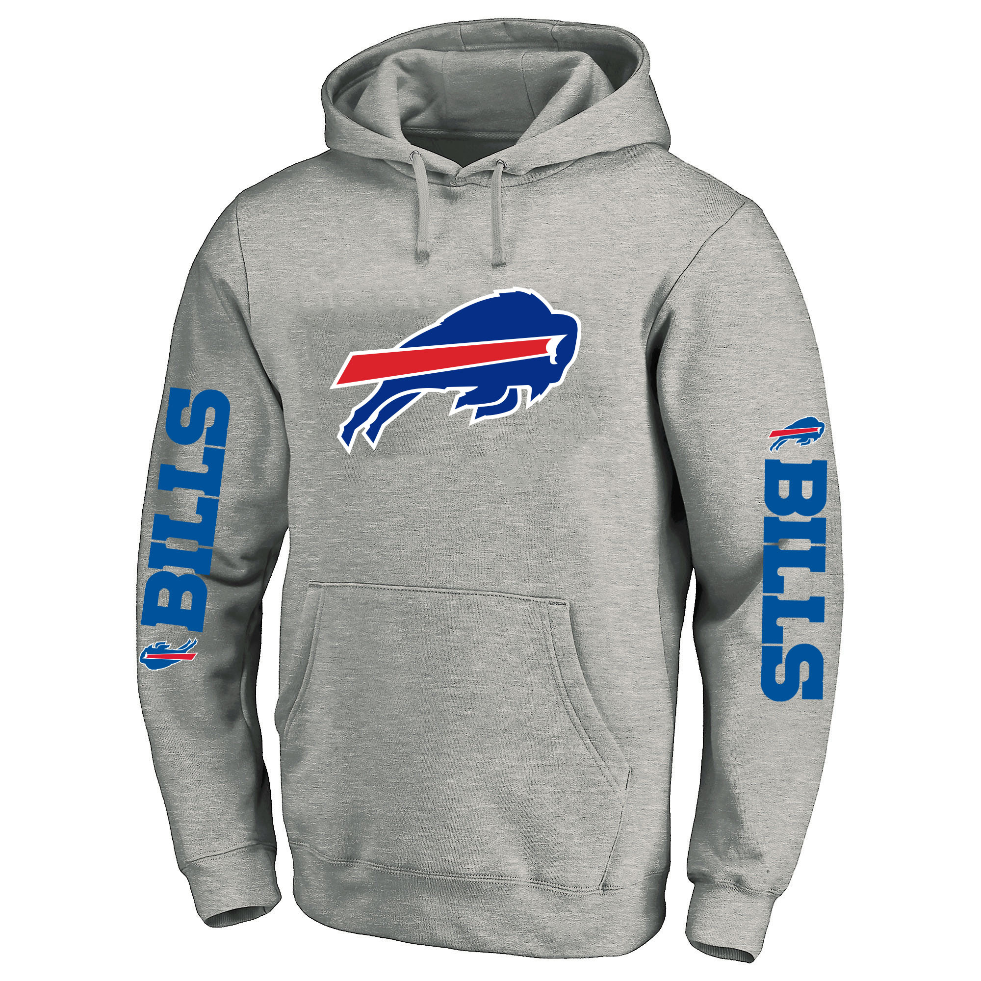 Men's Fanatics Heather Gray Buffalo Bills Big & Tall 3-Hit Pullover Hoodie