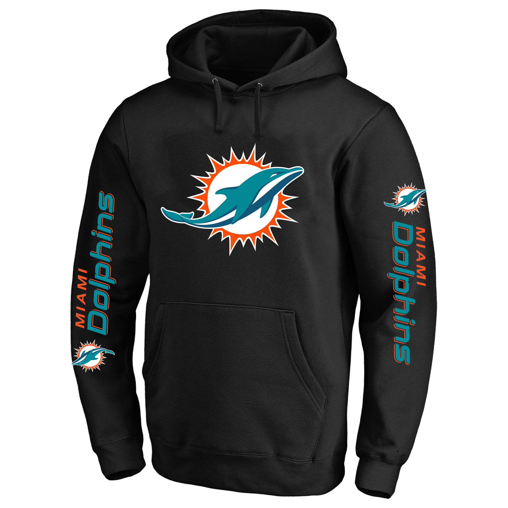 Men's Fanatics Black Miami Dolphins Big & Tall 3-Hit Pullover Hoodie