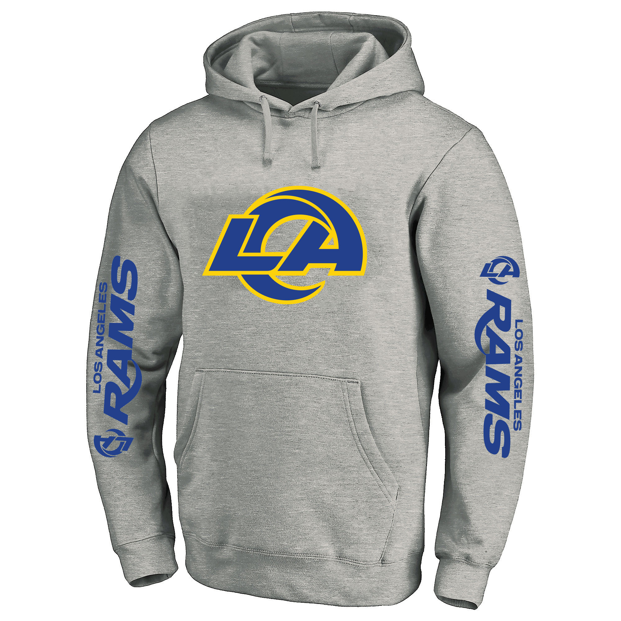 Men's Fanatics Heather Gray Los Angeles Rams Big & Tall 3-Hit Pullover Hoodie