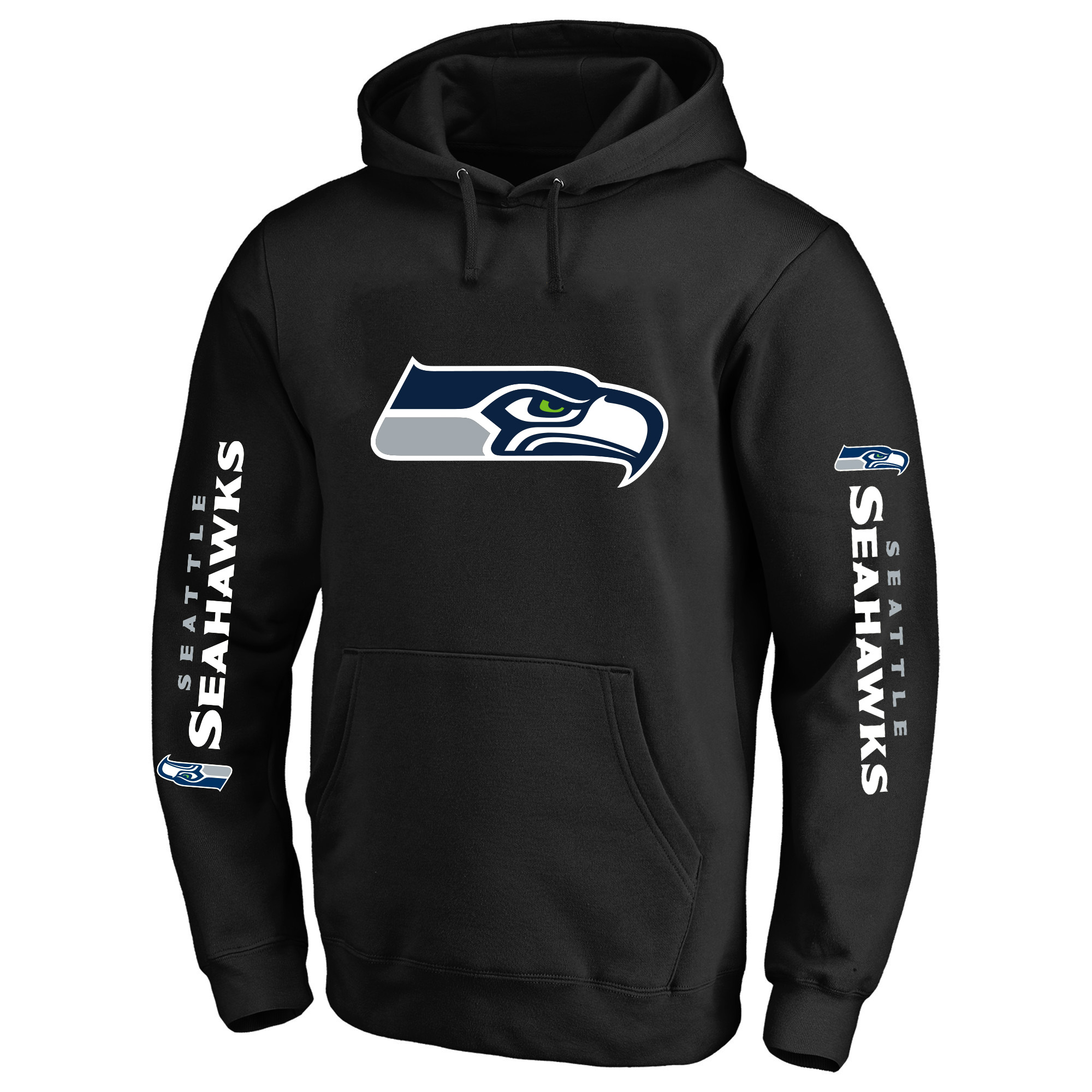 Men's Fanatics Black Seattle Seahawks Big & Tall 3-Hit Pullover Hoodie