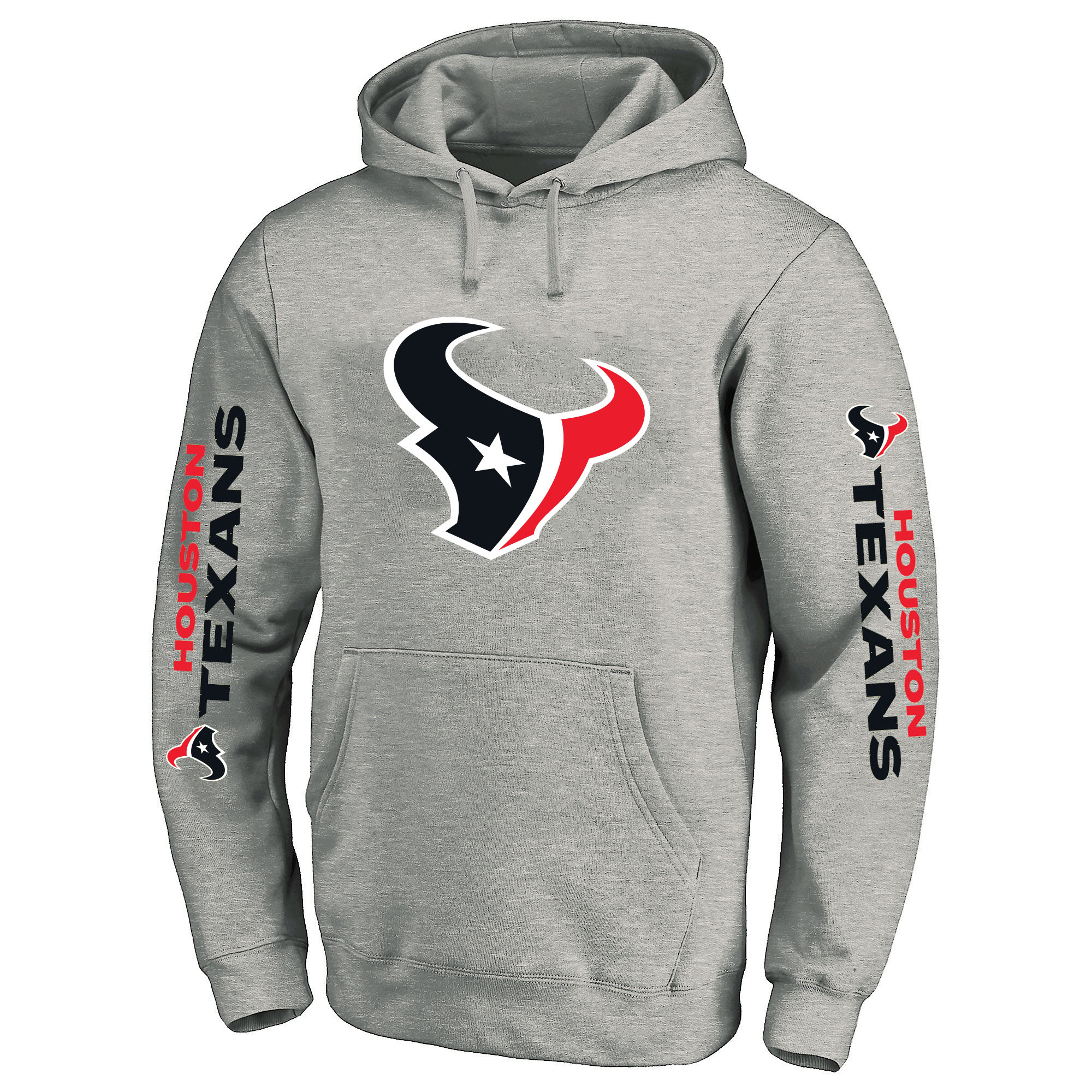 Men's Fanatics Heather Gray Houston Texans Big & Tall 3-Hit Pullover Hoodie