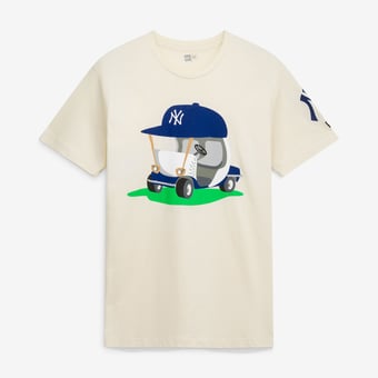 Men's New Era  Natural New York Yankees Golf Mascot T-Shirt
