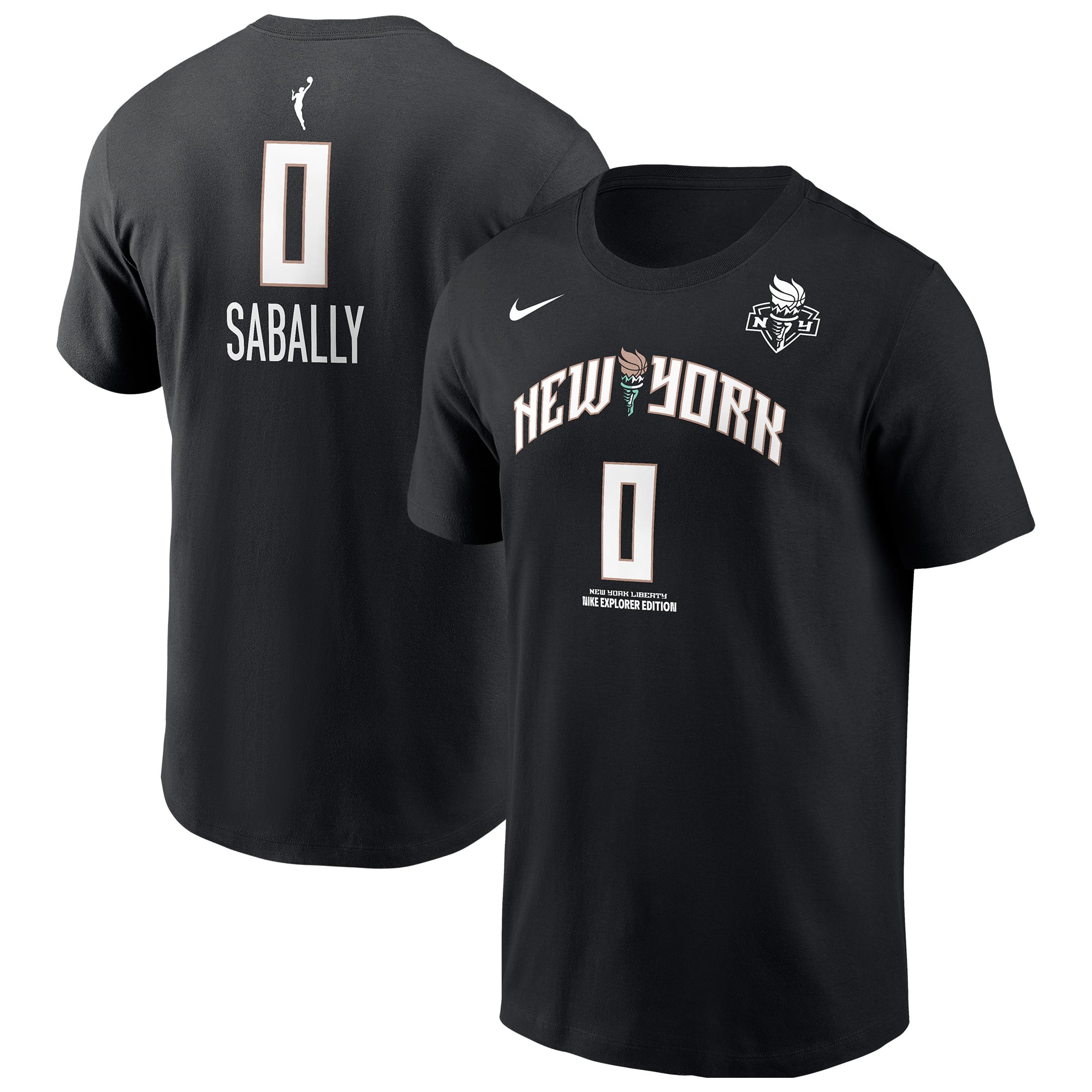 Men's Nike Satou Sabally Black New York Liberty Explorer Edition Name & Number T-Shirt