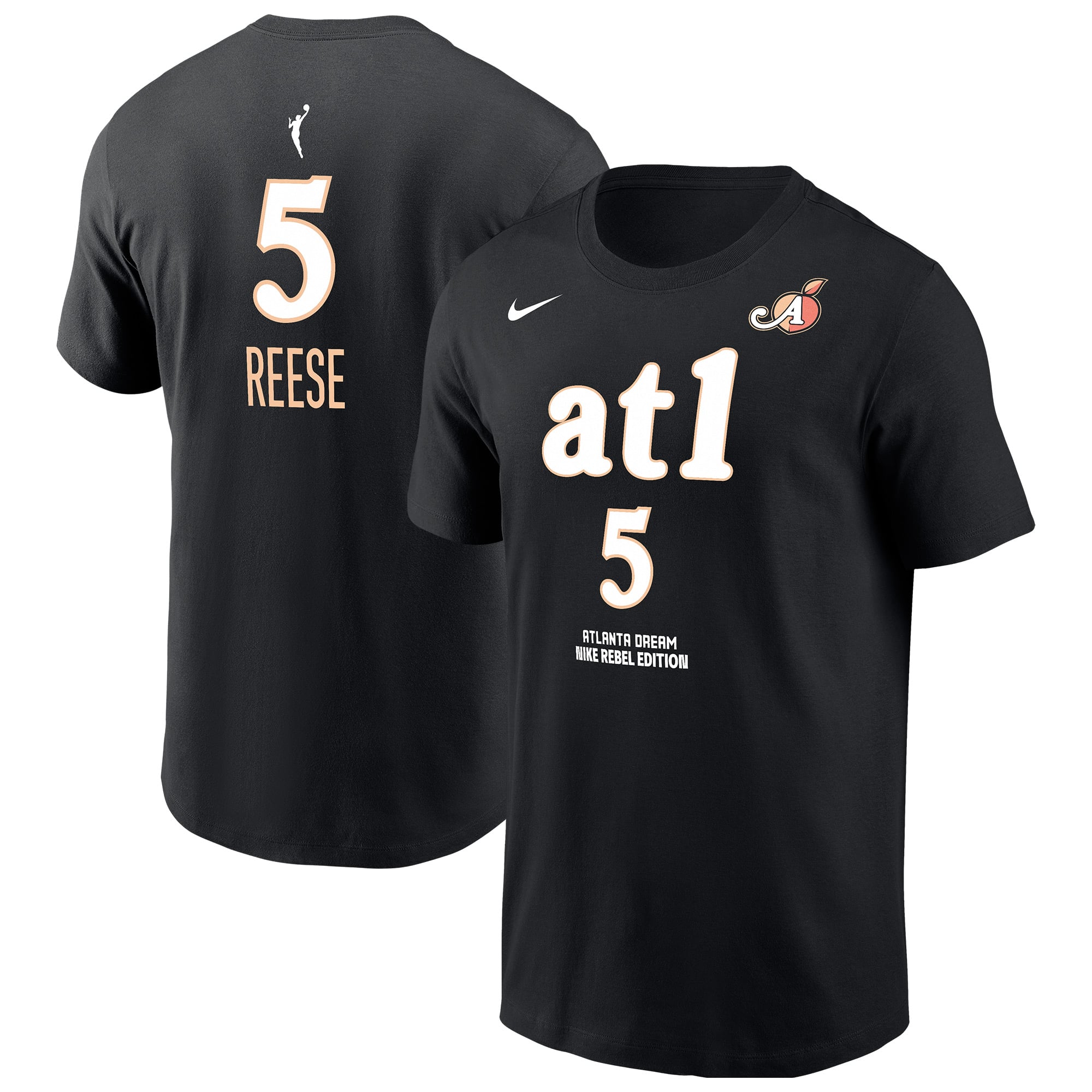 Men's Nike Angel Reese Black Atlanta Dream Name & Number Rebel Edition T-Shirt