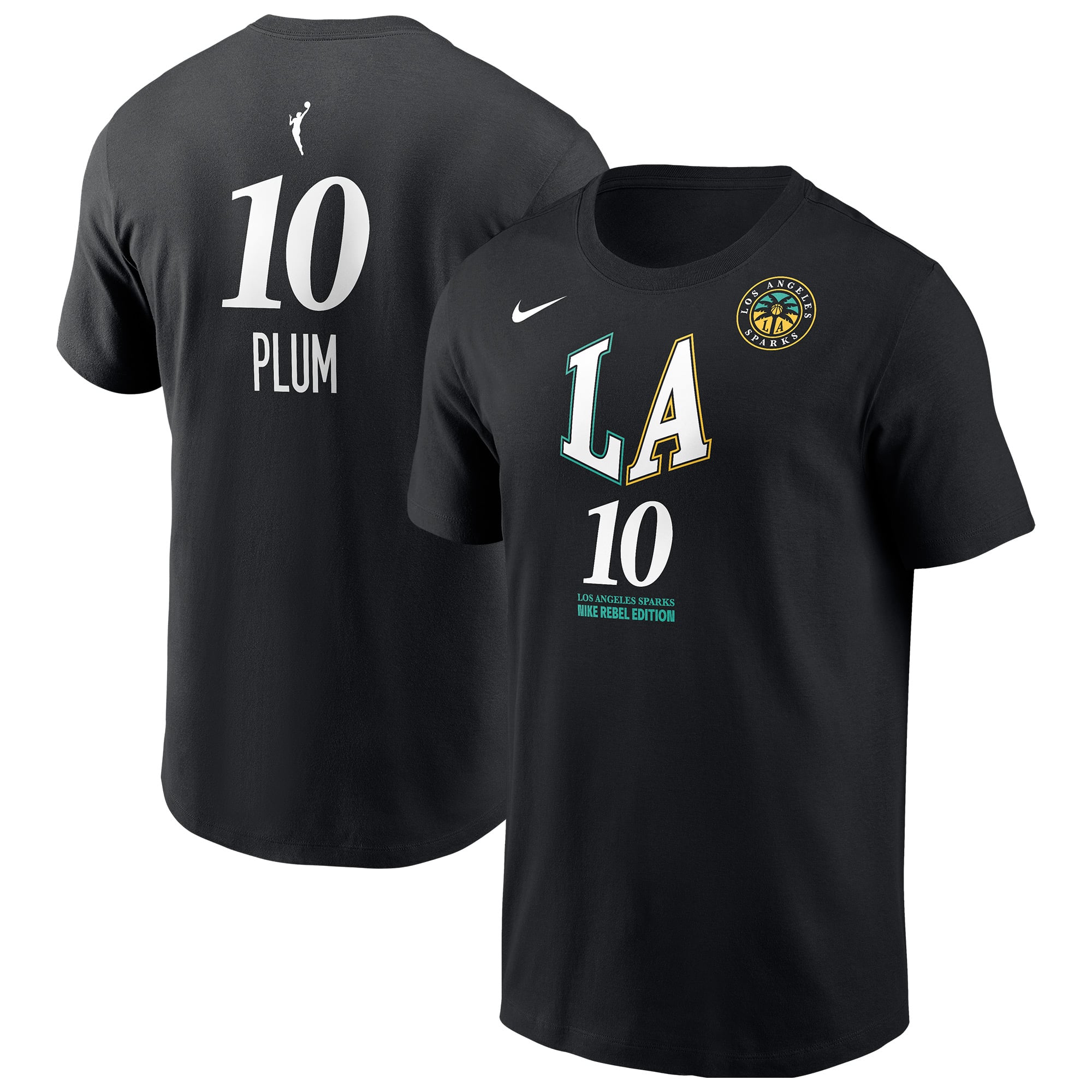 Men's Nike Kelsey Plum Black Los Angeles Sparks Name & Number Rebel Edition T-Shirt