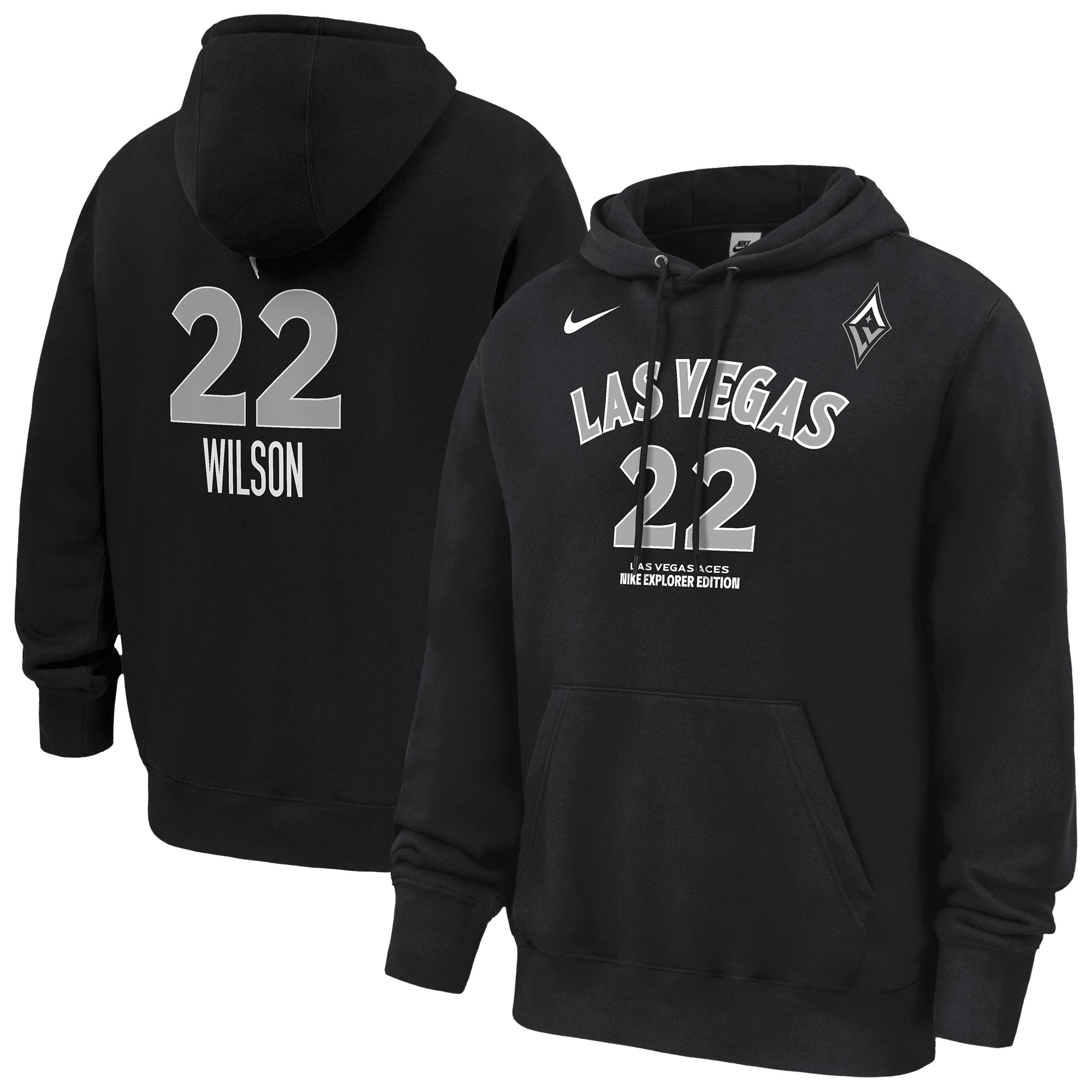 Men's Nike A'ja Wilson Black Las Vegas Aces Explorer Edition Name & Number Hoodie