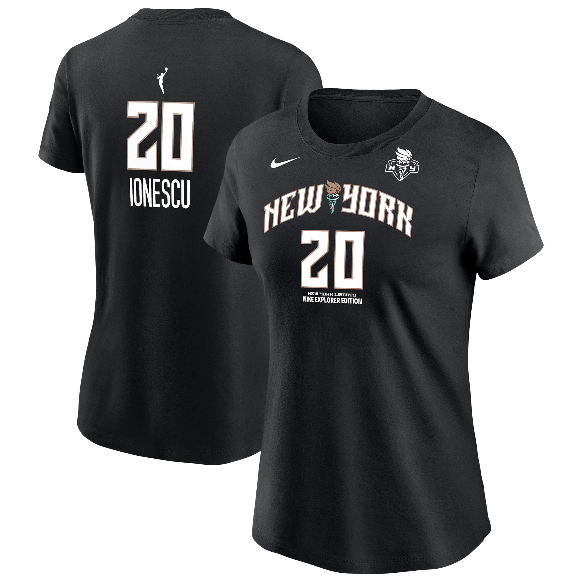 Women's Nike Sabrina Ionescu Black New York Liberty Name & Number Explorer Edition T-Shirt