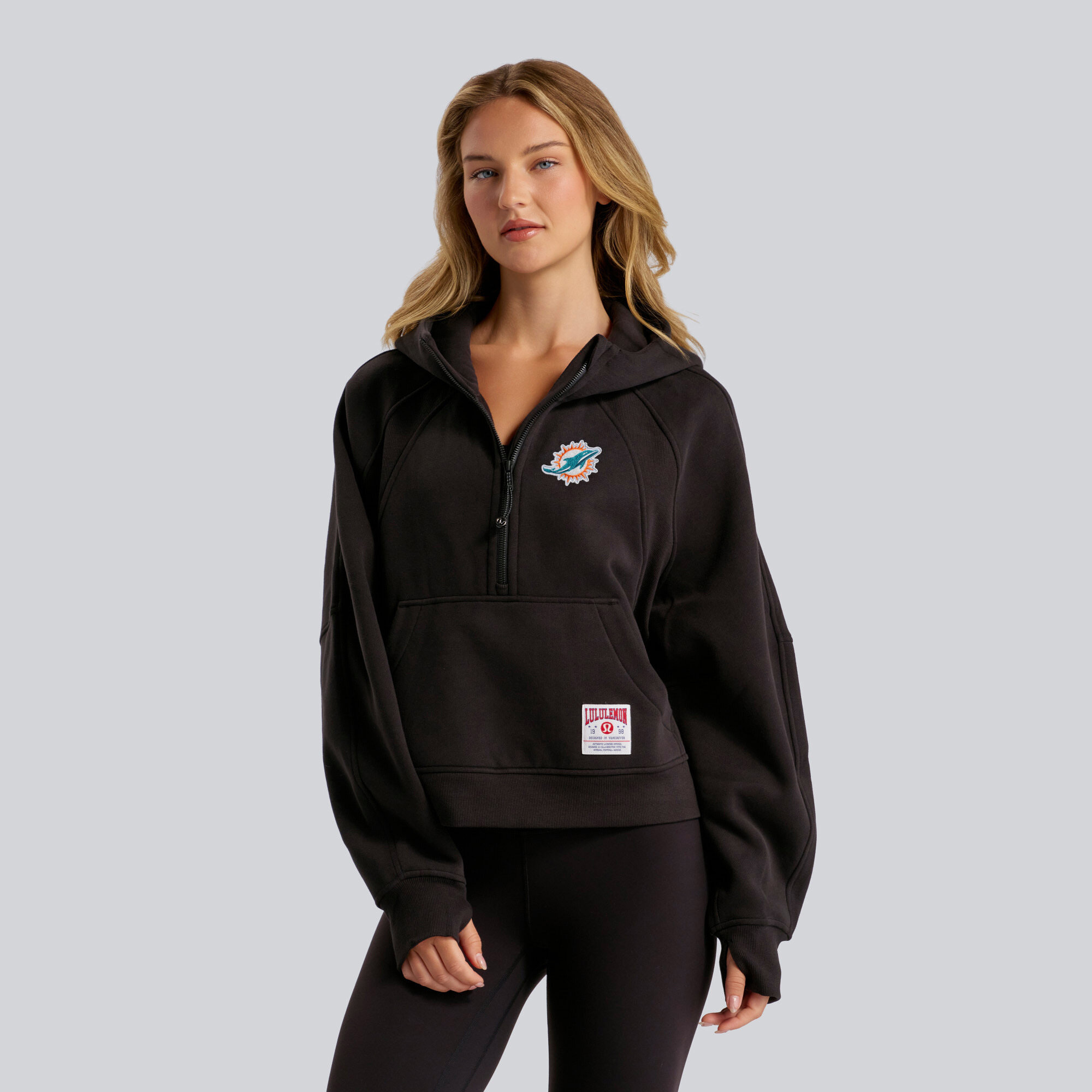 Women's lululemon Black Miami Dolphins Scuba Oversized Half-Zip Hoodie