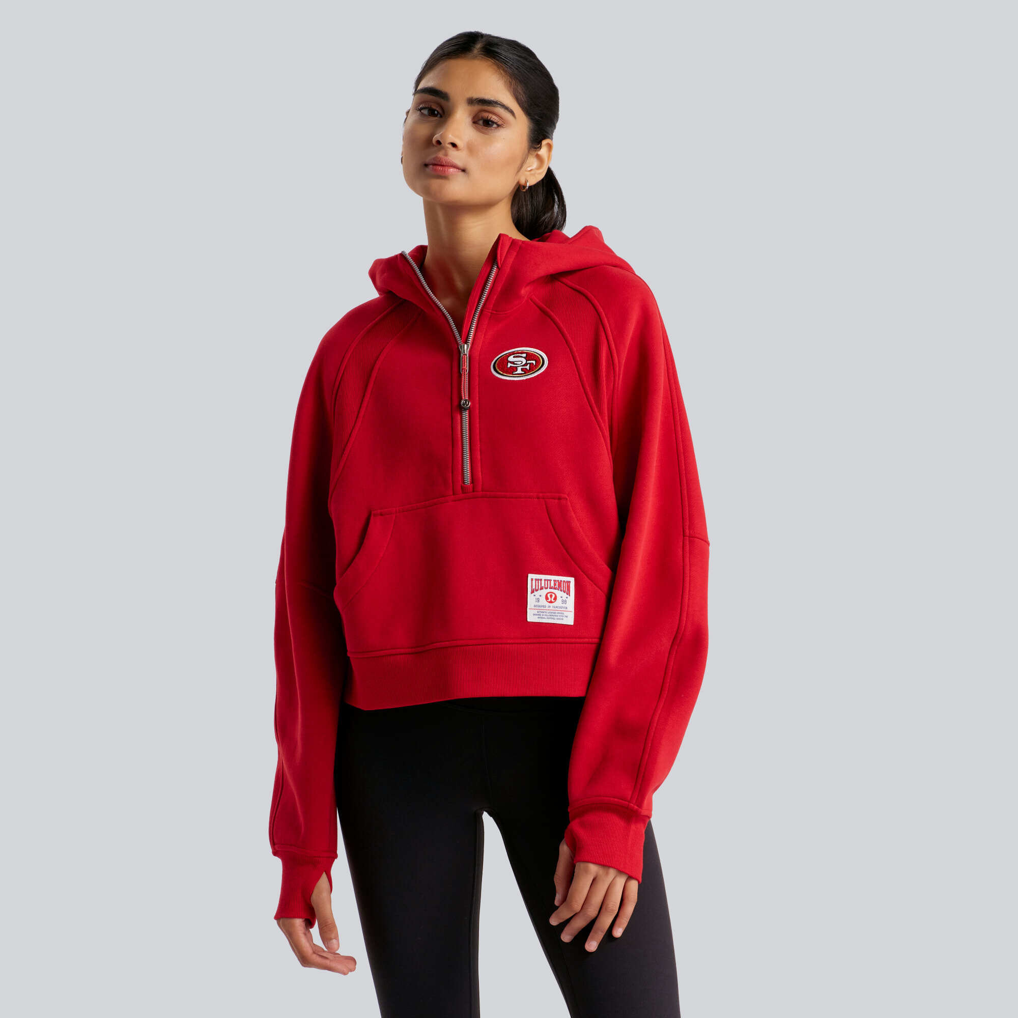 Women's lululemon College Crimson San Francisco 49ers Scuba Oversized Half-Zip Hoodie