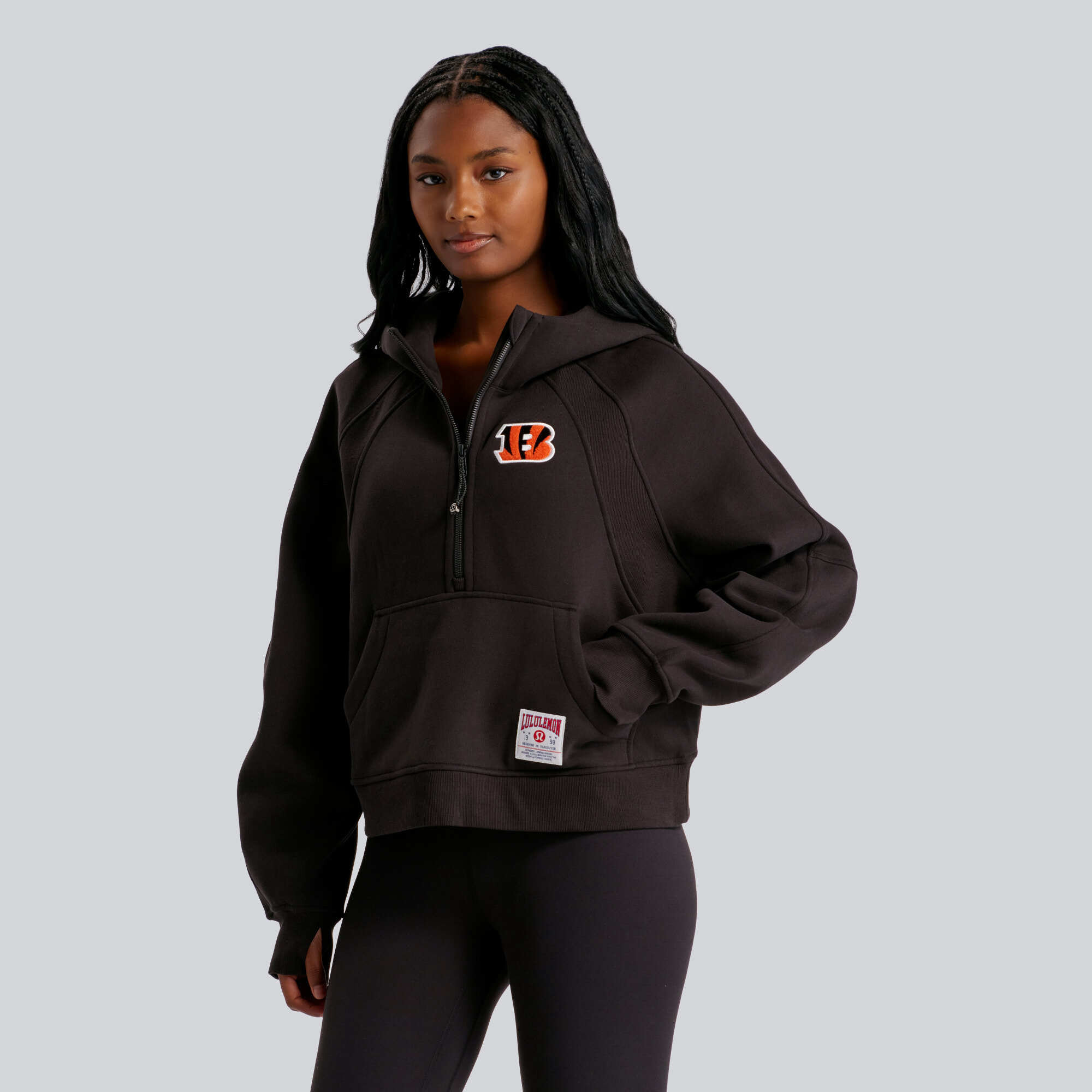 Women's lululemon  Black Cincinnati Bengals Scuba Oversized Half-Zip Hoodie