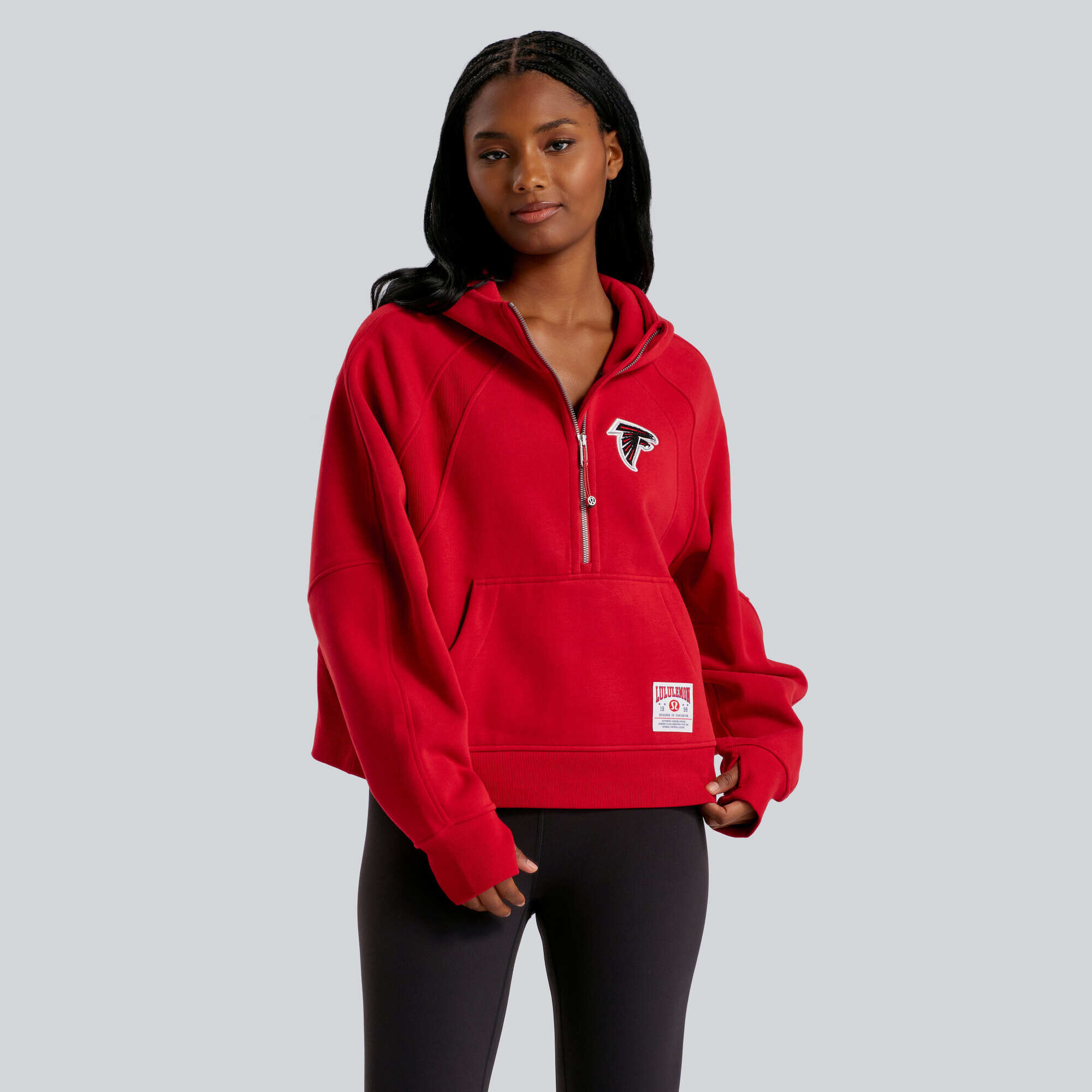 Women's lululemon  College Crimson Atlanta Falcons Scuba Oversized Half-Zip Hoodie