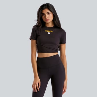 Women's lululemon  Black Pittsburgh Steelers Wundermost Ultra-Soft Nulu Cropped T-Shirt