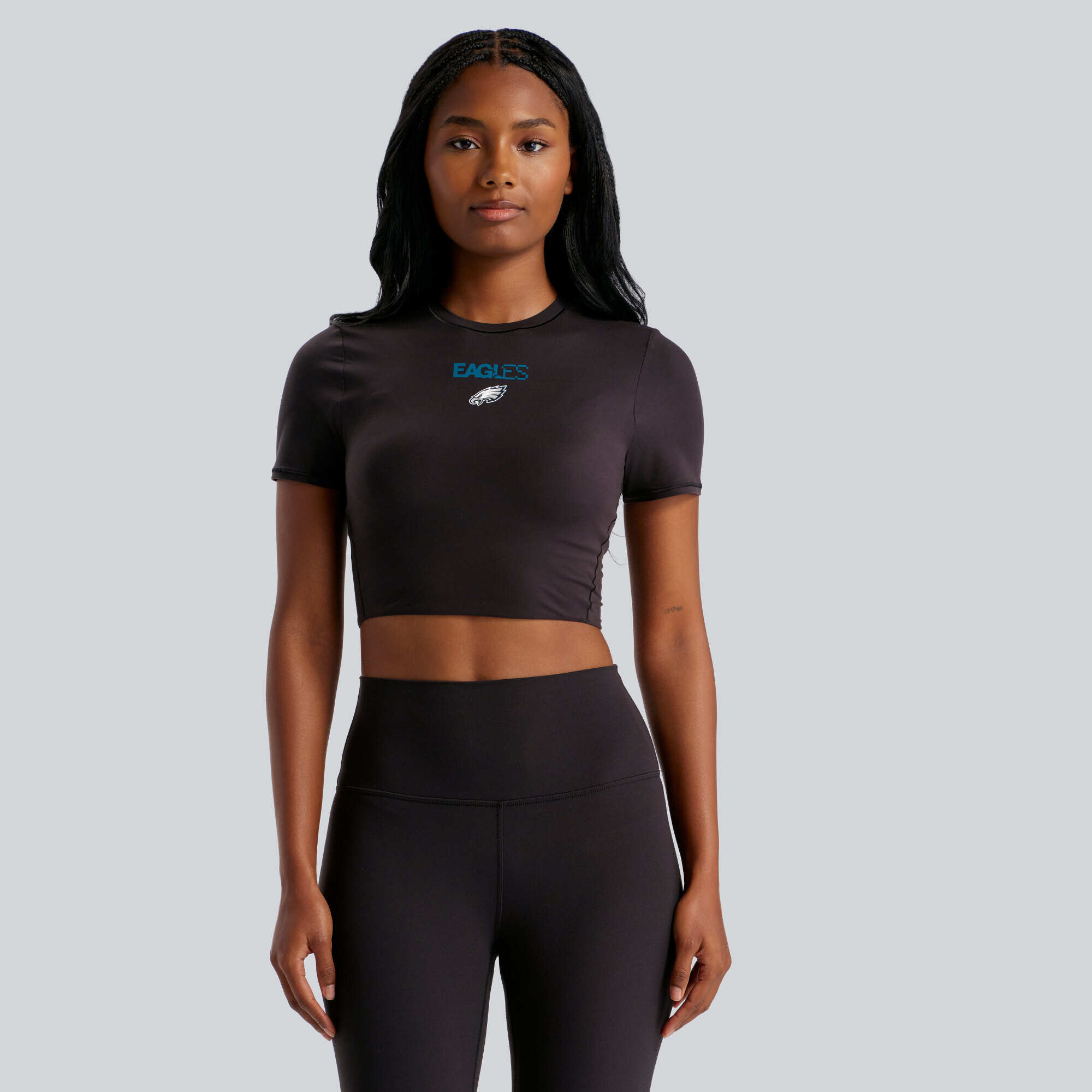 Women's lululemon  Black Philadelphia Eagles Wundermost Ultra-Soft Nulu Cropped T-Shirt